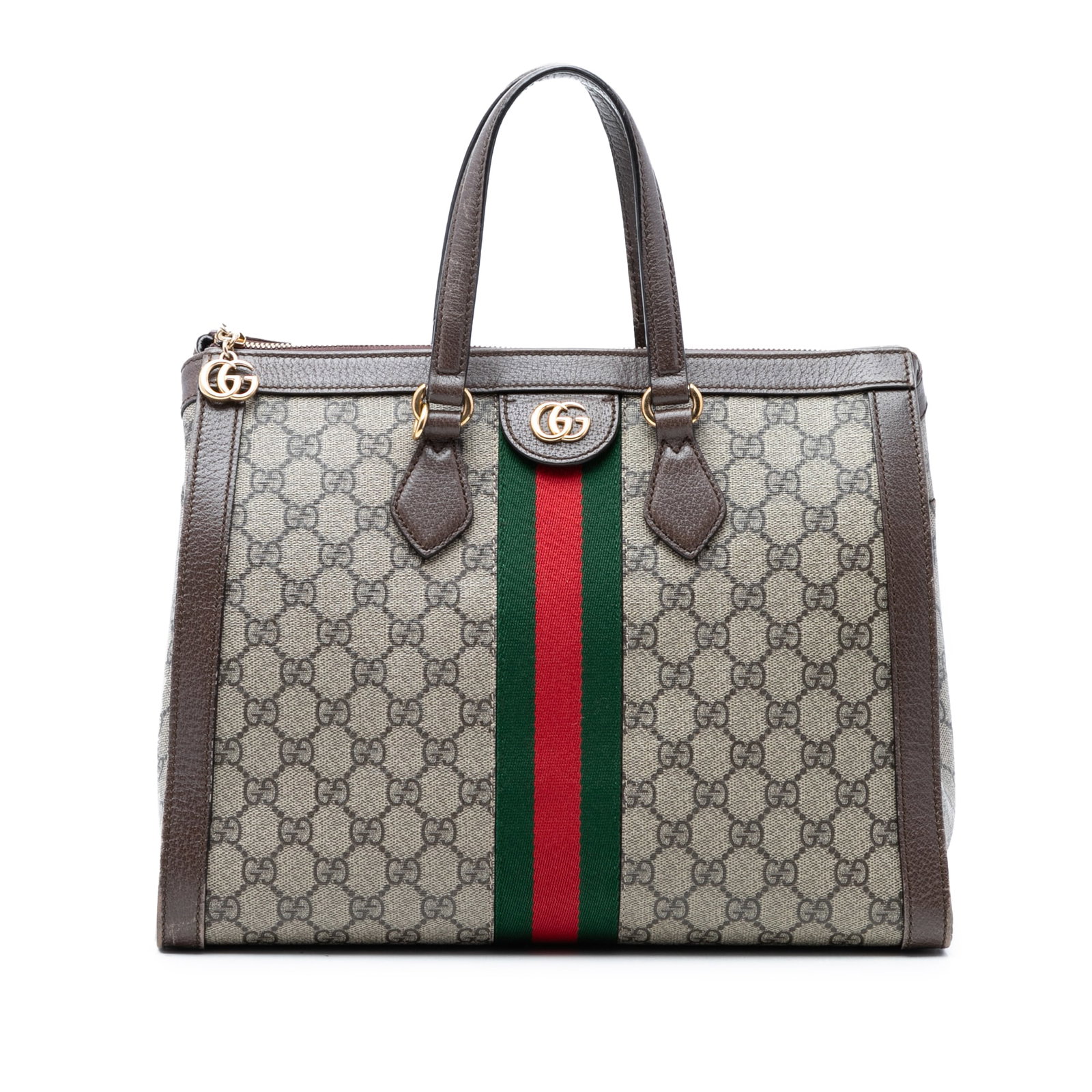 Gucci Ophidia GG Supreme Beige Satchel Bag: Gucci Ophidia GG Supreme Beige Satchel Bag The Gucci GG Supreme Ophidia Satchel showcases a coated canvas body with signature web detail and leather trim. It features flat leather handles, a top zip c