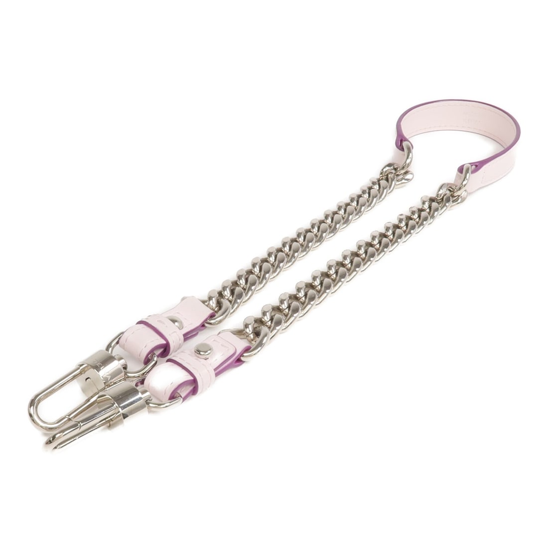 Delvaux Purple Calfskin Leather Shoulder Strap with Silver Hardware: Delvaux Purple Calfskin Leather Shoulder Strap with Silver Hardware This Delvaux shoulder strap is crafted from calfskin leather in a vibrant purple color. Designed for women, it is suitable for use w