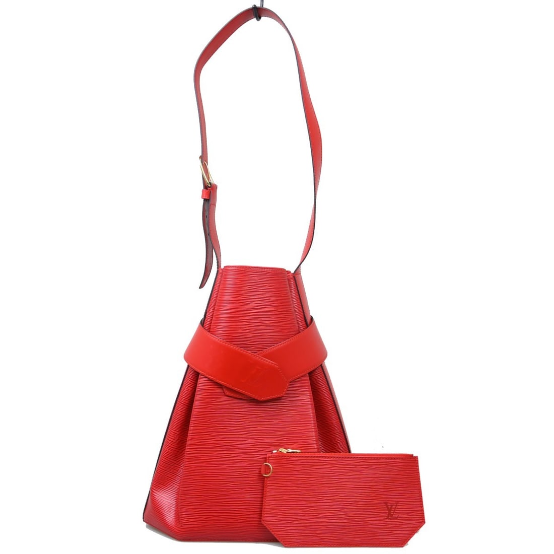 Louis Vuitton Epi Sac Depaule GM Shoulder Bag M80197: Louis Vuitton Epi Sac Depaule GM Shoulder Bag M80197 This vintage Louis Vuitton Sac Depaule GM shoulder bag features the iconic Epi leather in a striking red color. Designed with a medium size and a s