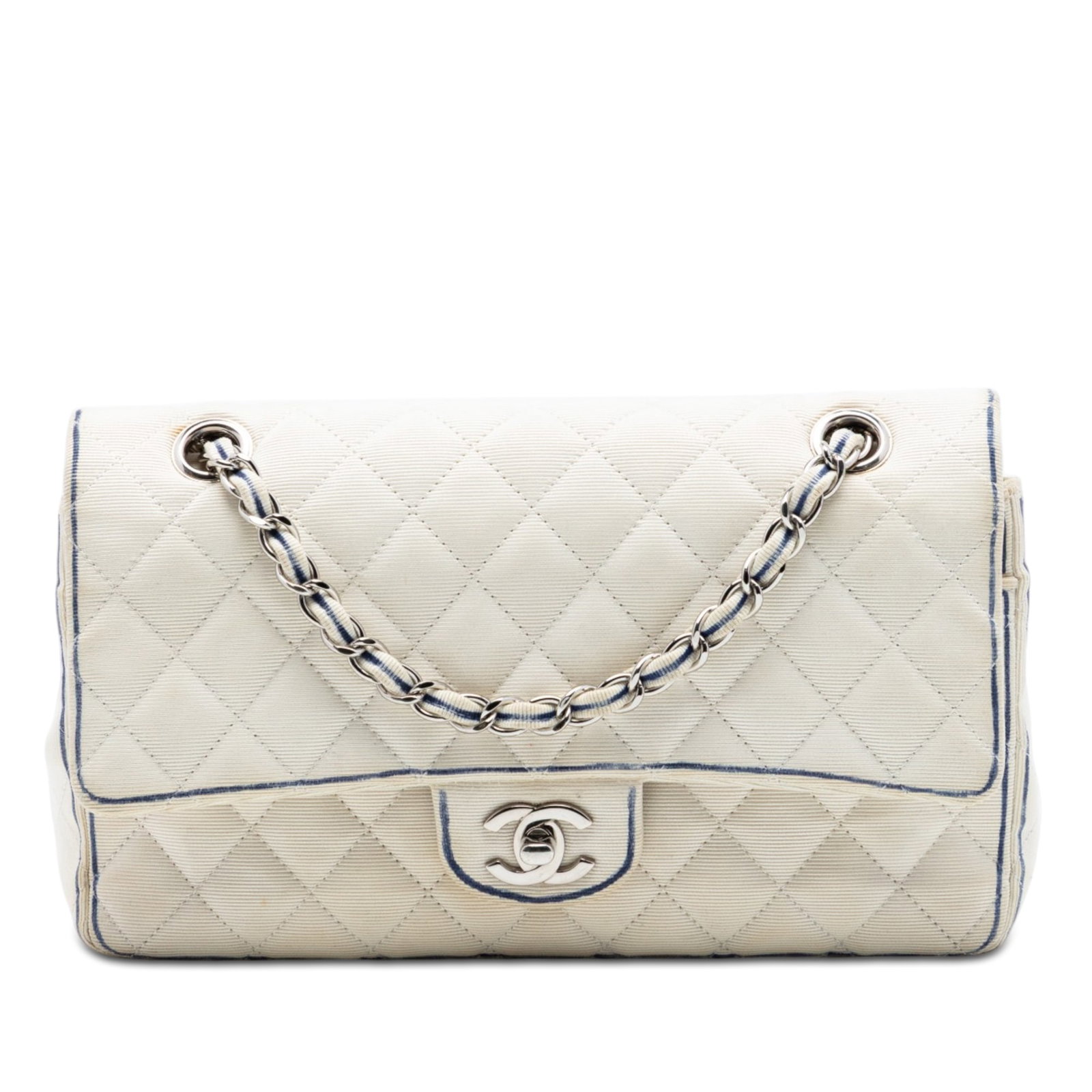 Chanel quilted nylon chain shoulder bag Classic Double Flap (1 of 7)