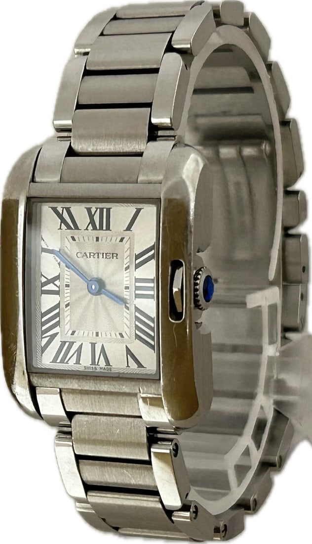 Cartier Tank Anglaise Quartz Ladies Stainless Steel Wristwatch W5310022 3485: Cartier Tank Anglaise Quartz Ladies Stainless Steel Wristwatch W5310022 3485 This Cartier Tank Anglaise W5310022 3485 is a sophisticated stainless steel quartz wristwatch designed for women. Made in S