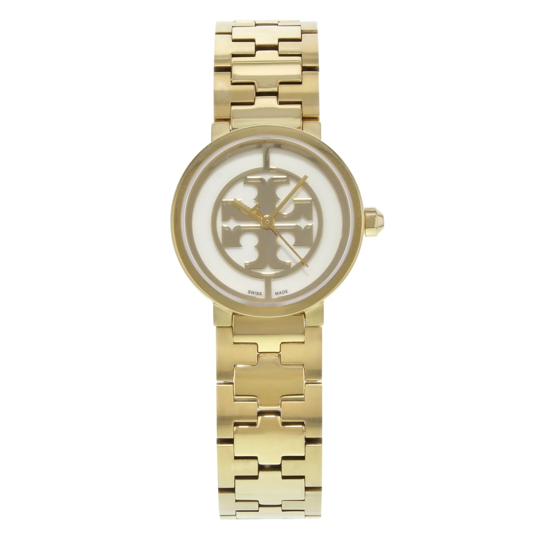 Tory Burch Reva TRB4011 Gold Toned Quartz Ladies Watch with Authenticity Card: Tory Burch Reva TRB4011 Gold Toned Quartz Ladies Watch with Authenticity Card Elevate your style with this exquisite Tory Burch Reva TRB4011 Ladies Watch. This elegant timepiece features a gold-toned 