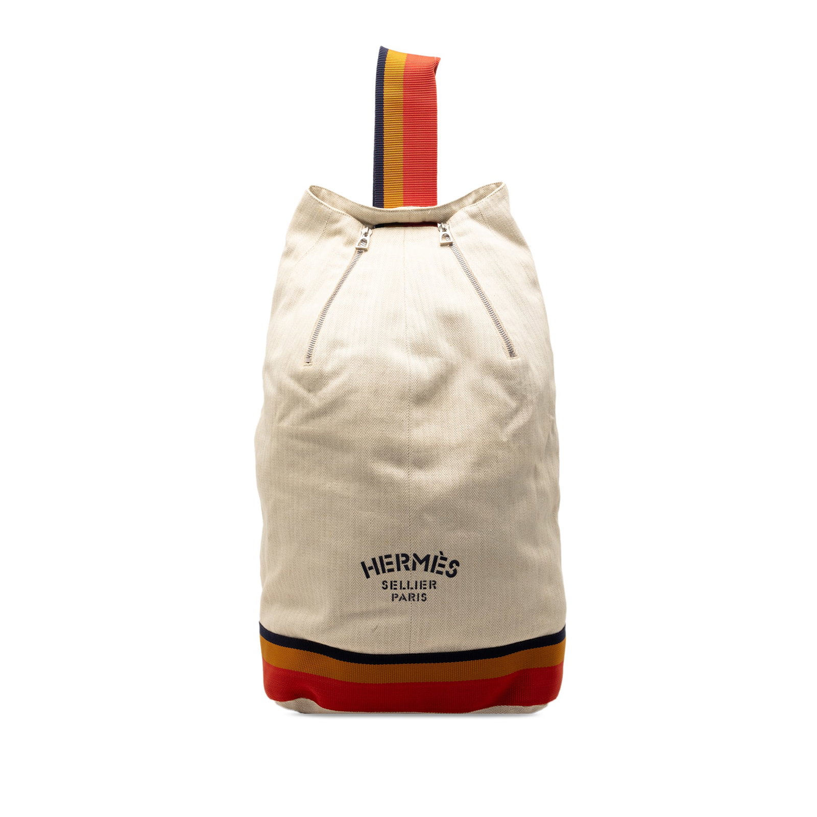 Hermes Cavalier Sling Bag White Canvas Backpack (1 of 7)