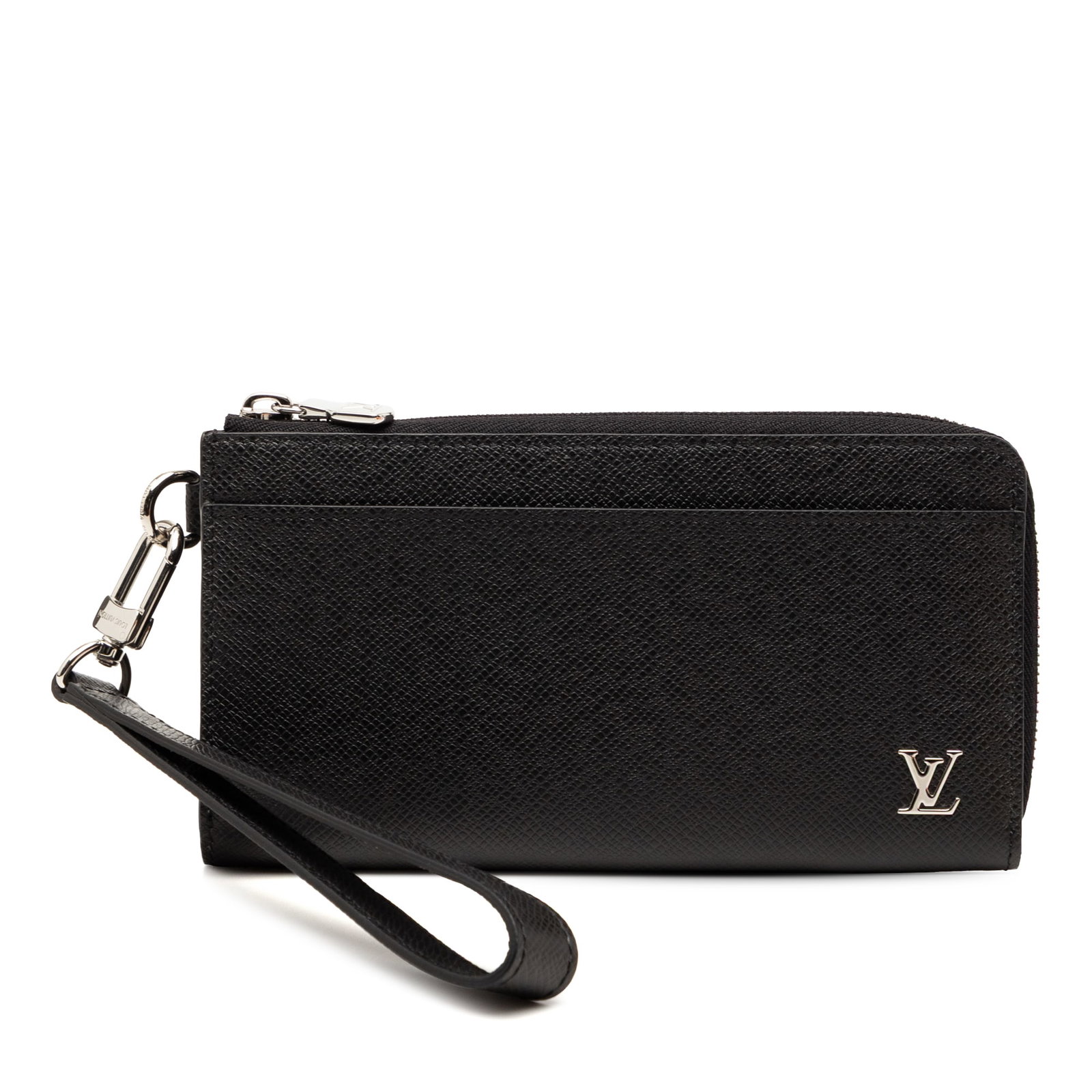 Black Taiga Leather Zippy Dragonne Wallet by Louis Vuitton with Wrist Strap: Black Taiga Leather Zippy Dragonne Wallet by Louis Vuitton with Wrist Strap The Louis Vuitton Taiga Zippy Dragonne Wallet features a black taiga leather body with a zip-around closure and a detachable