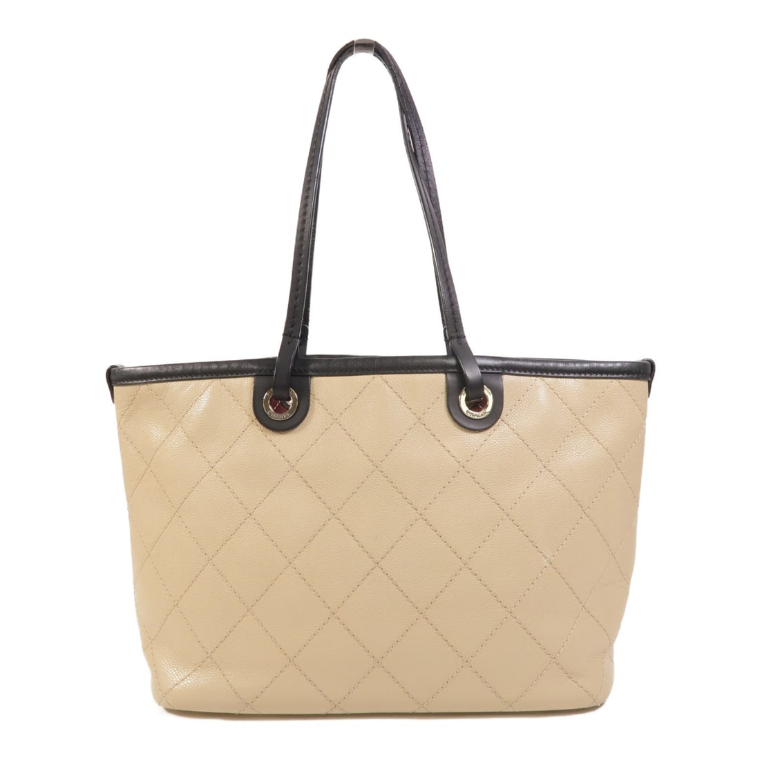 CHANEL Beige Calfskin CC Tote Bag A92211 SHW: CHANEL Beige Calfskin CC Tote Bag A92211 SHW This CHANEL CC shoulder tote bag features a stylish beige and black design crafted from calfskin leather. The bag is designed for women and offers a spacio