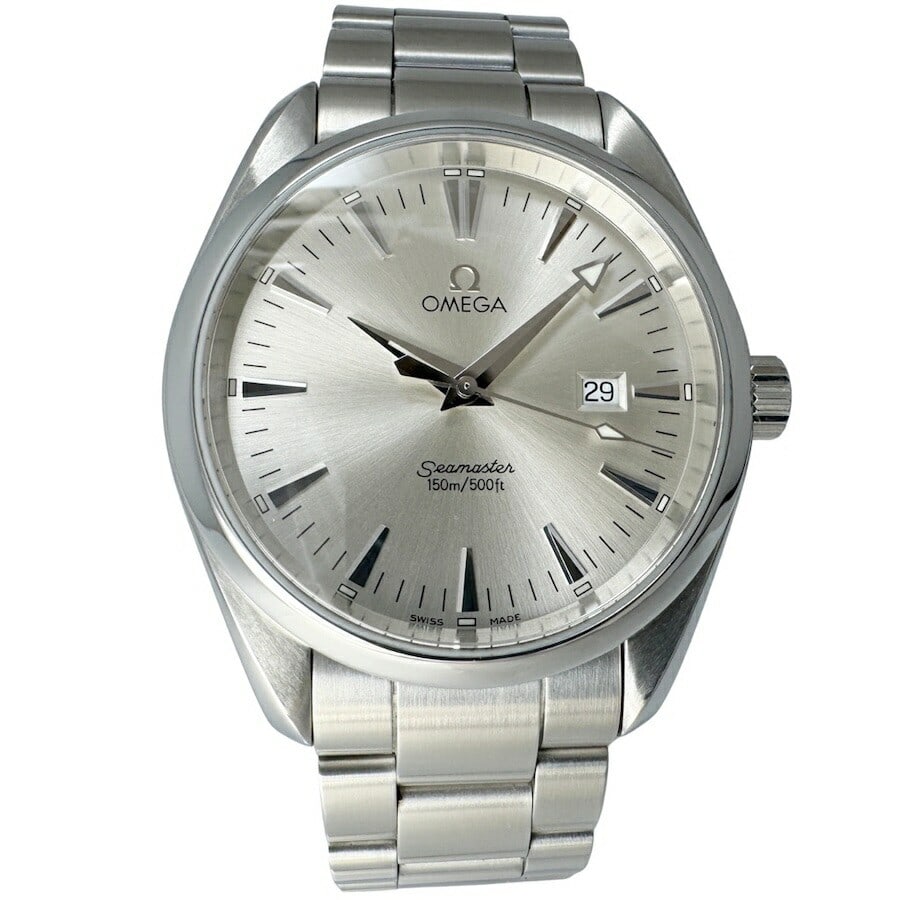 Omega Aqua Terra 150M Quartz Men's Wristwatch: Omega Aqua Terra 150M Quartz Men's Wristwatch This is a pre-owned OMEGA Seamaster Aqua Terra 150M 2517.30 quartz wristwatch designed for men. Made in Switzerland, this watch combines classic style wit