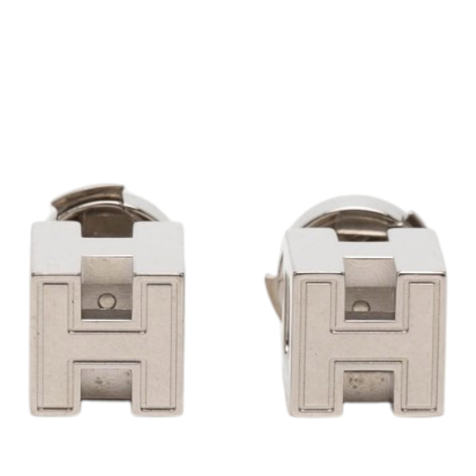 Hermes Palladium Plated Cube Cage Earrings Push Back (1 of 5)