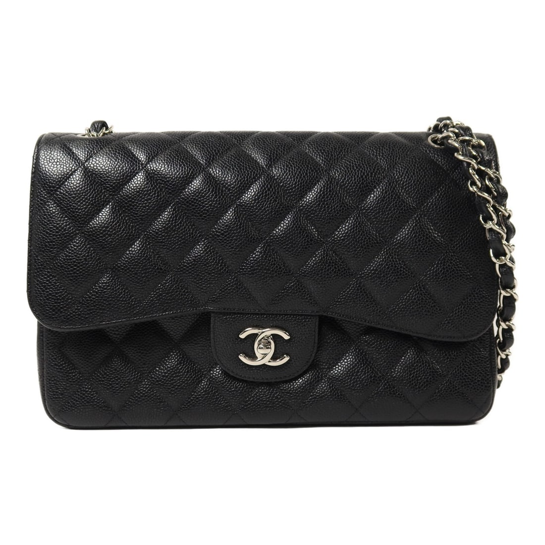 CHANEL Black Calfskin CC Shoulder Bag Large Classic Chain: CHANEL Black Calfskin CC Shoulder Bag Large Classic Chain This CHANEL Large Classic Chain Shoulder Bag features luxurious black calfskin leather and silver-tone hardware. Designed for women, it offers