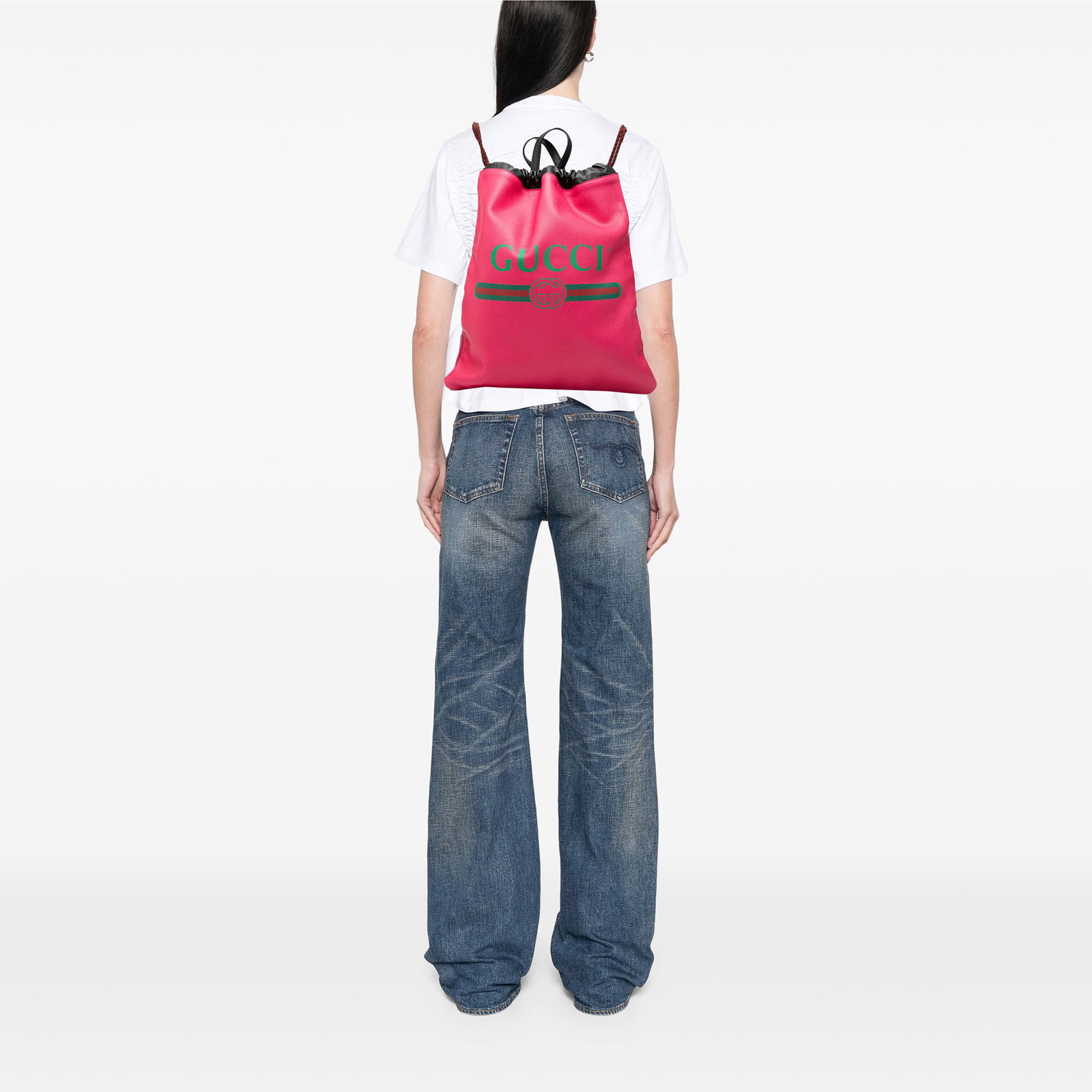 Pink Leather Backpack with Drawstring Closure by Gucci - 7