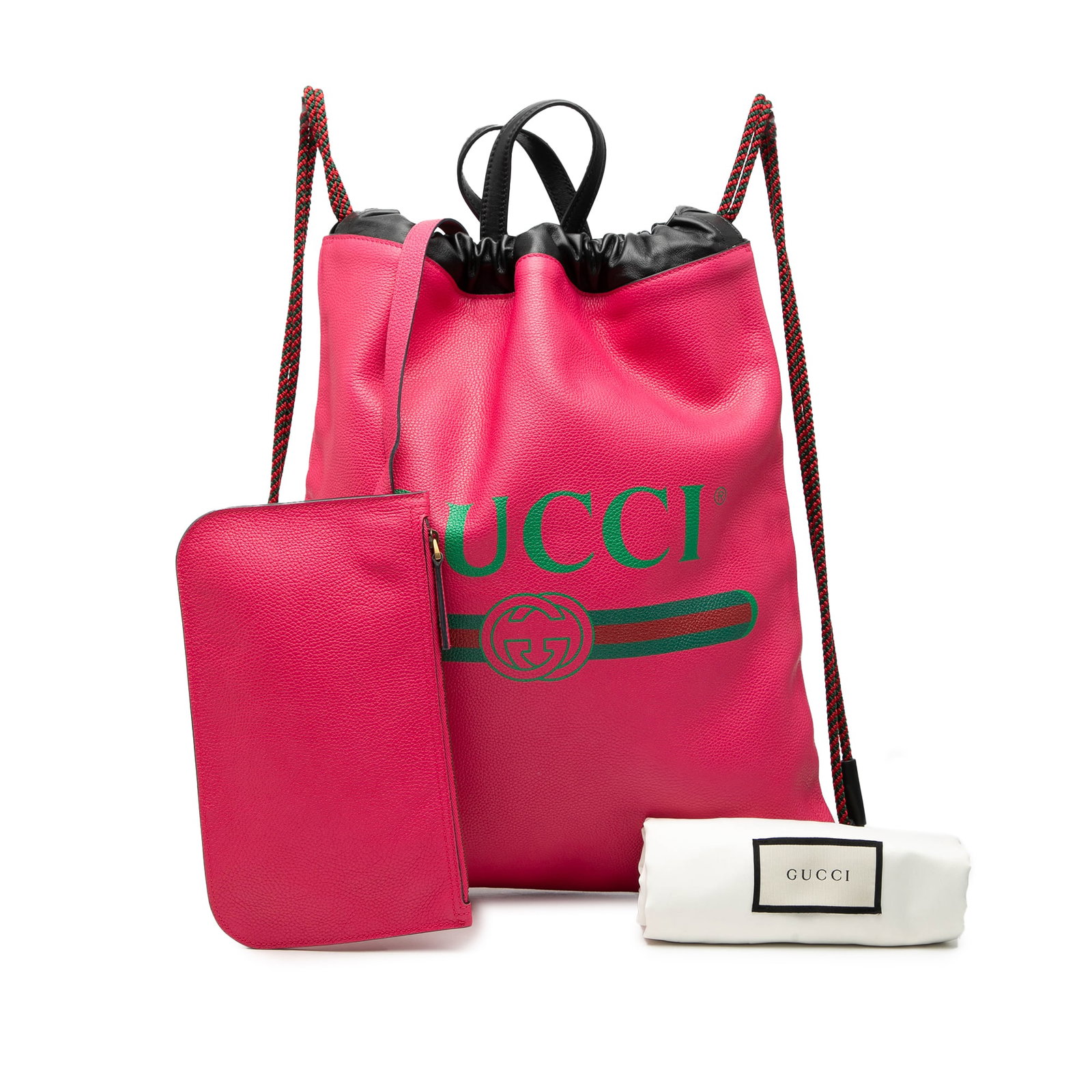 Pink Leather Backpack with Drawstring Closure by Gucci - 8