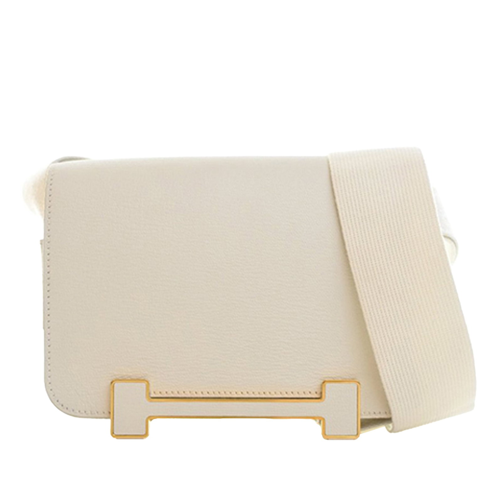 Hermes Chevre Mysore Geta goatskin shoulder bag: Hermes Chevre Mysore Geta goatskin shoulder bag This Hermes Chevre Mysore Geta bag is crafted from goatskin leather in a Mushroom color. It features an adjustable flat shoulder strap, a front flap wit