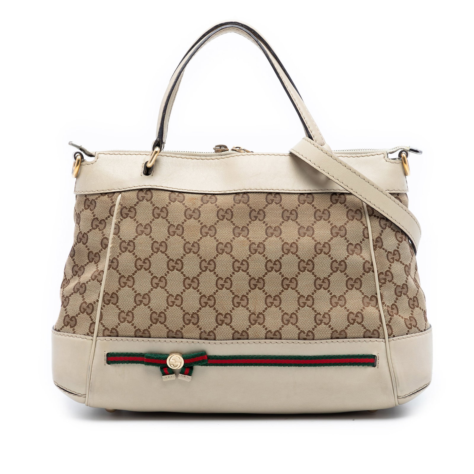 Gucci Mayfair GG Canvas Web Satchel with Leather Trim and Strap (1 of 7)