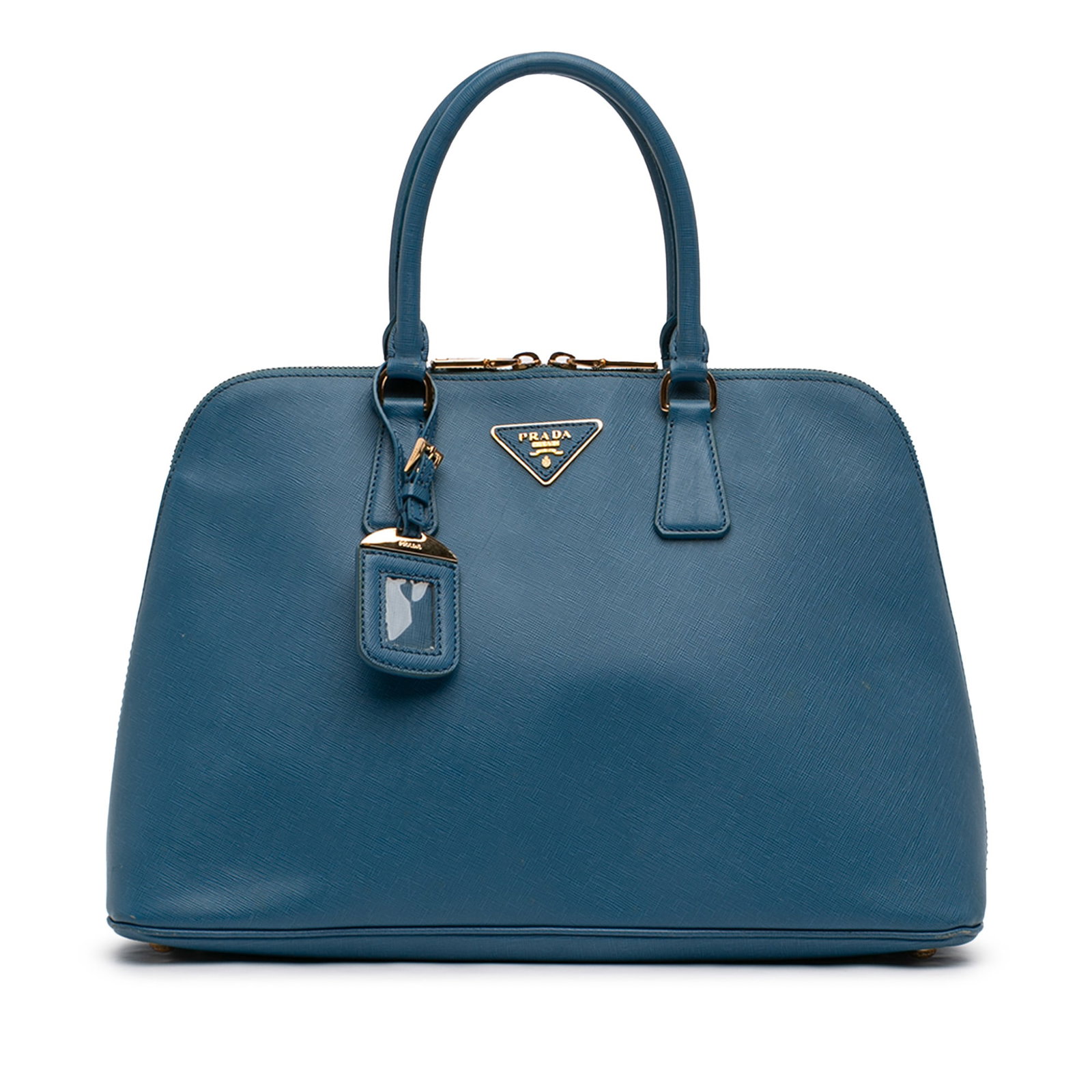 Prada Promenade Satchel in Large Saffiano Lux Blue Leather (1 of 13)
