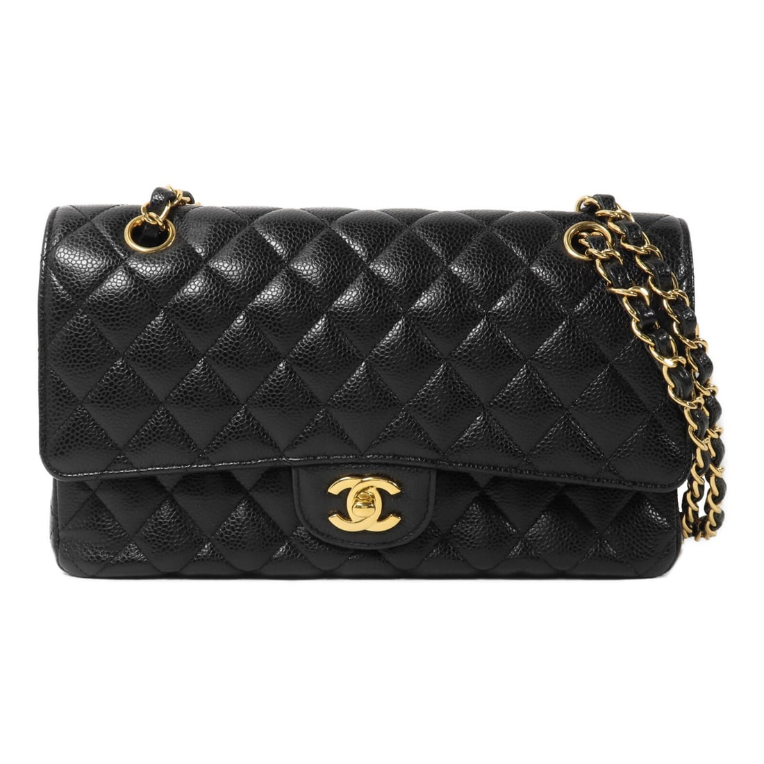 CHANEL Classic 25 Black Calfskin Shoulder Bag GHW: CHANEL Classic 25 Black Calfskin Shoulder Bag GHW This is a CHANEL CC Classic 25 chain shoulder bag crafted from black calfskin leather. The bag features gold-tone hardware and a classic chain strap d