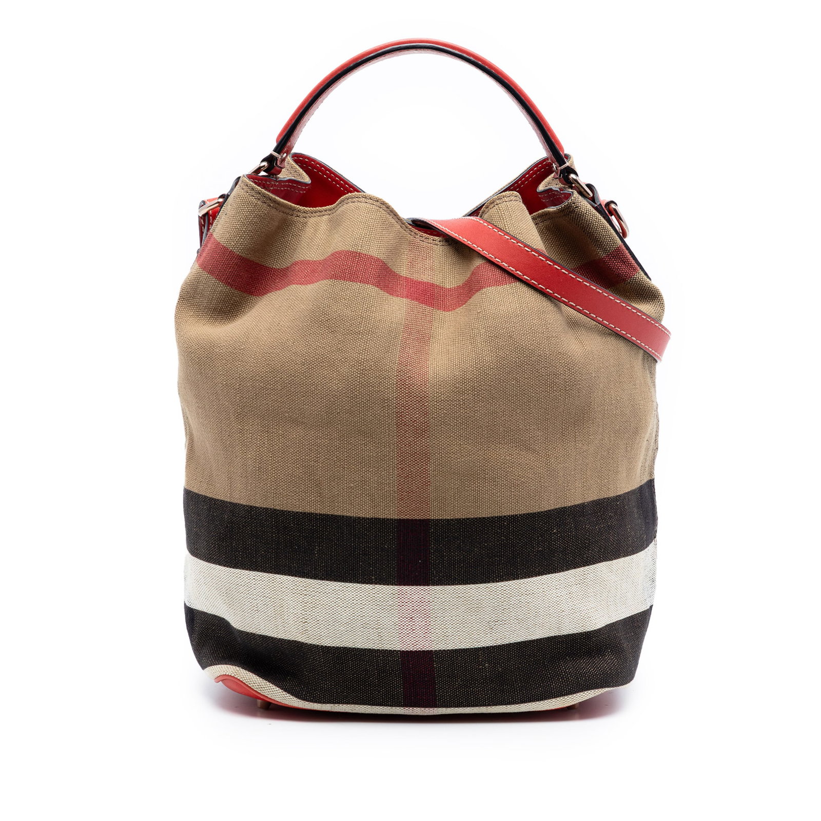 Burberry Ashby Bucket Bag in Medium Mega Check Canvas with Leather Trim (1 of 6)