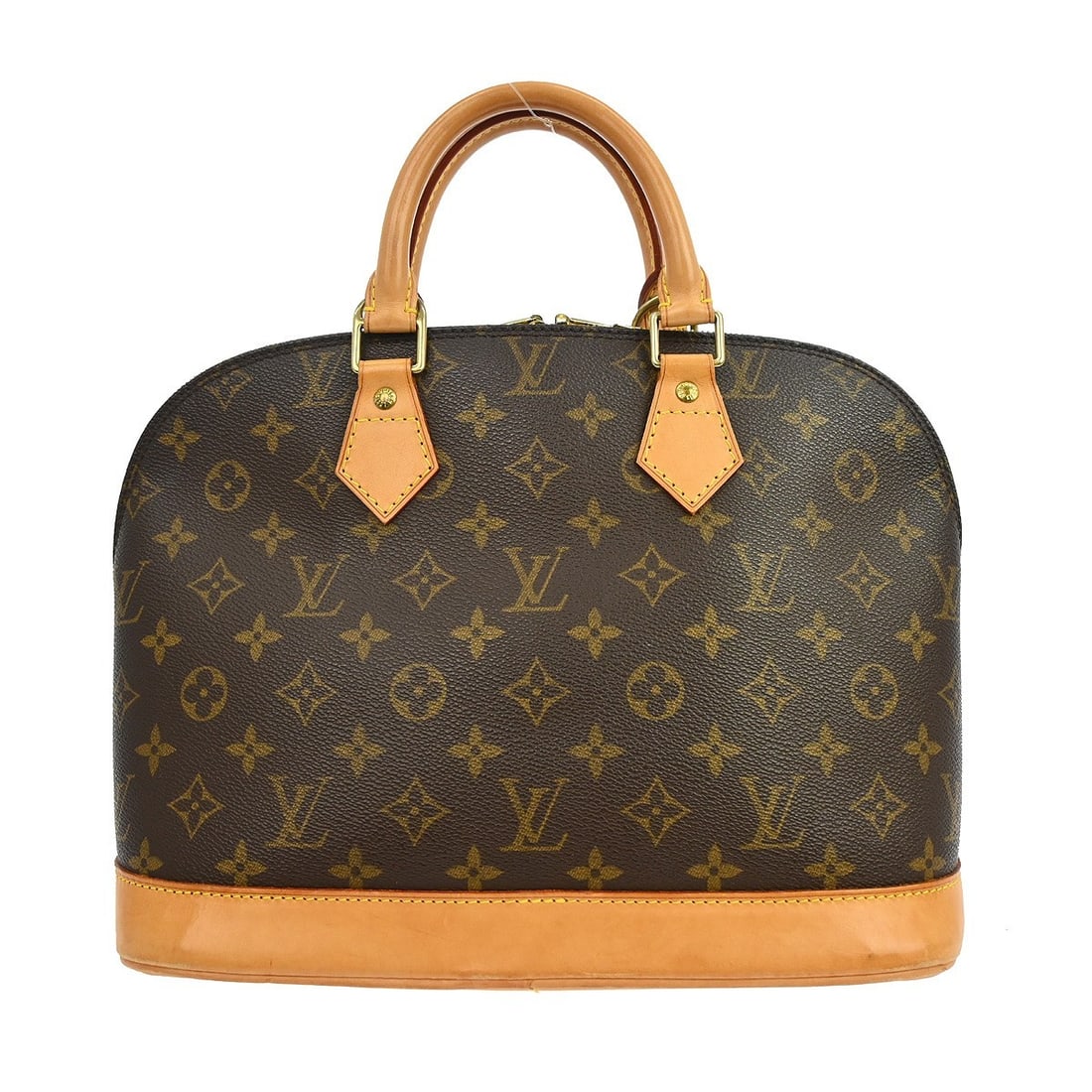 Louis Vuitton Monogram Alma Medium Zip Handbag: Louis Vuitton Monogram Alma Medium Zip Handbag This Louis Vuitton Alma handbag features the iconic Monogram canvas exterior with beige double handles and a zip closure. Designed in a medium size, it o