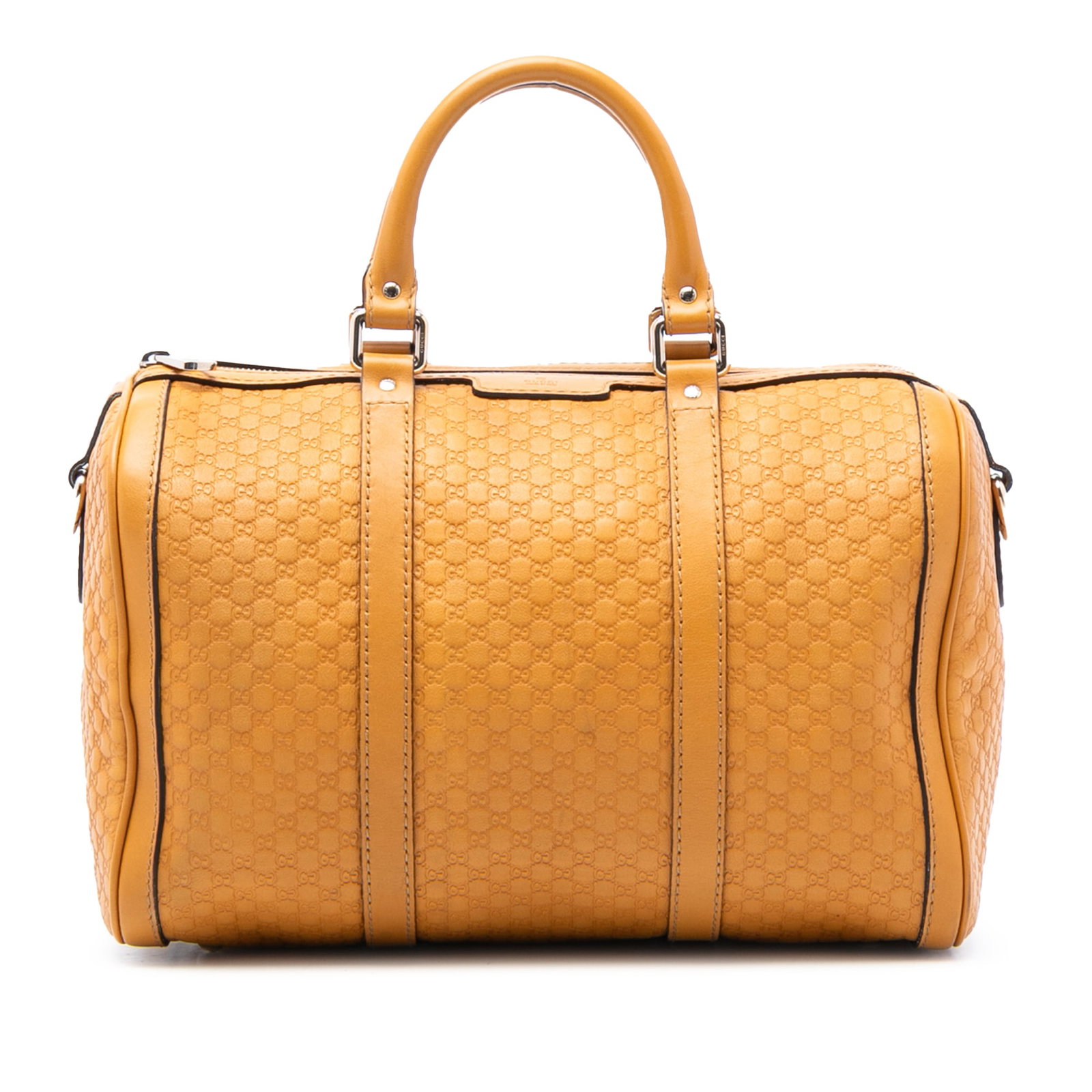 Gucci Microguccissima Joy Medium Yellow Leather Boston Satchel Bag: Gucci Microguccissima Joy Medium Yellow Leather Boston Satchel Bag This Gucci Medium Microguccissima Joy Boston Bag features a yellow leather body with rolled leather handles, a detachable flat leathe