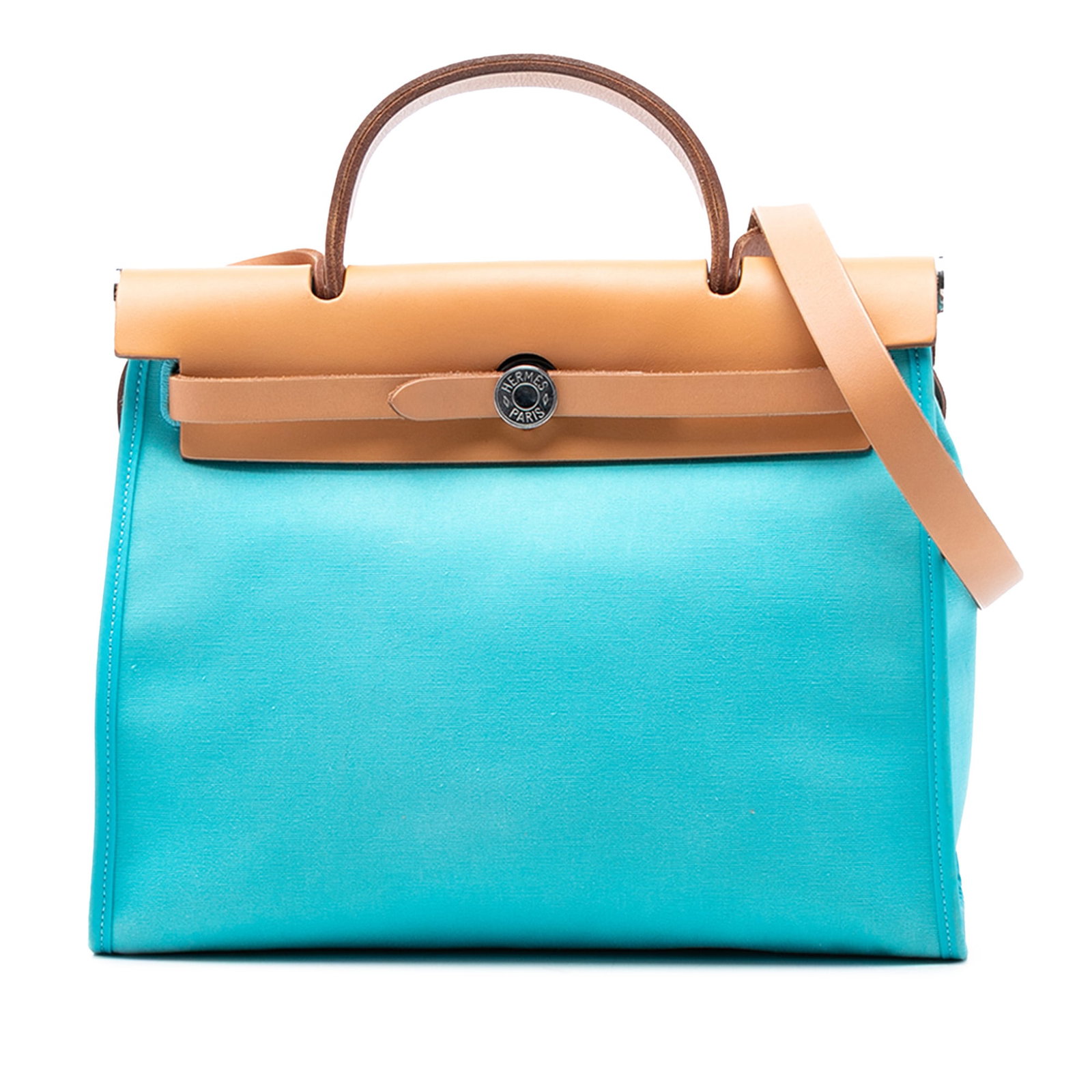 Herbag Zip 31 Blue Canvas and Leather Shoulder Bag by Hermes: Herbag Zip 31 Blue Canvas and Leather Shoulder Bag by Hermes The Hermes Toile Herbag Zip 31 is a stylish handbag featuring a canvas body complemented by a flat leather top handle and a flat leather sh
