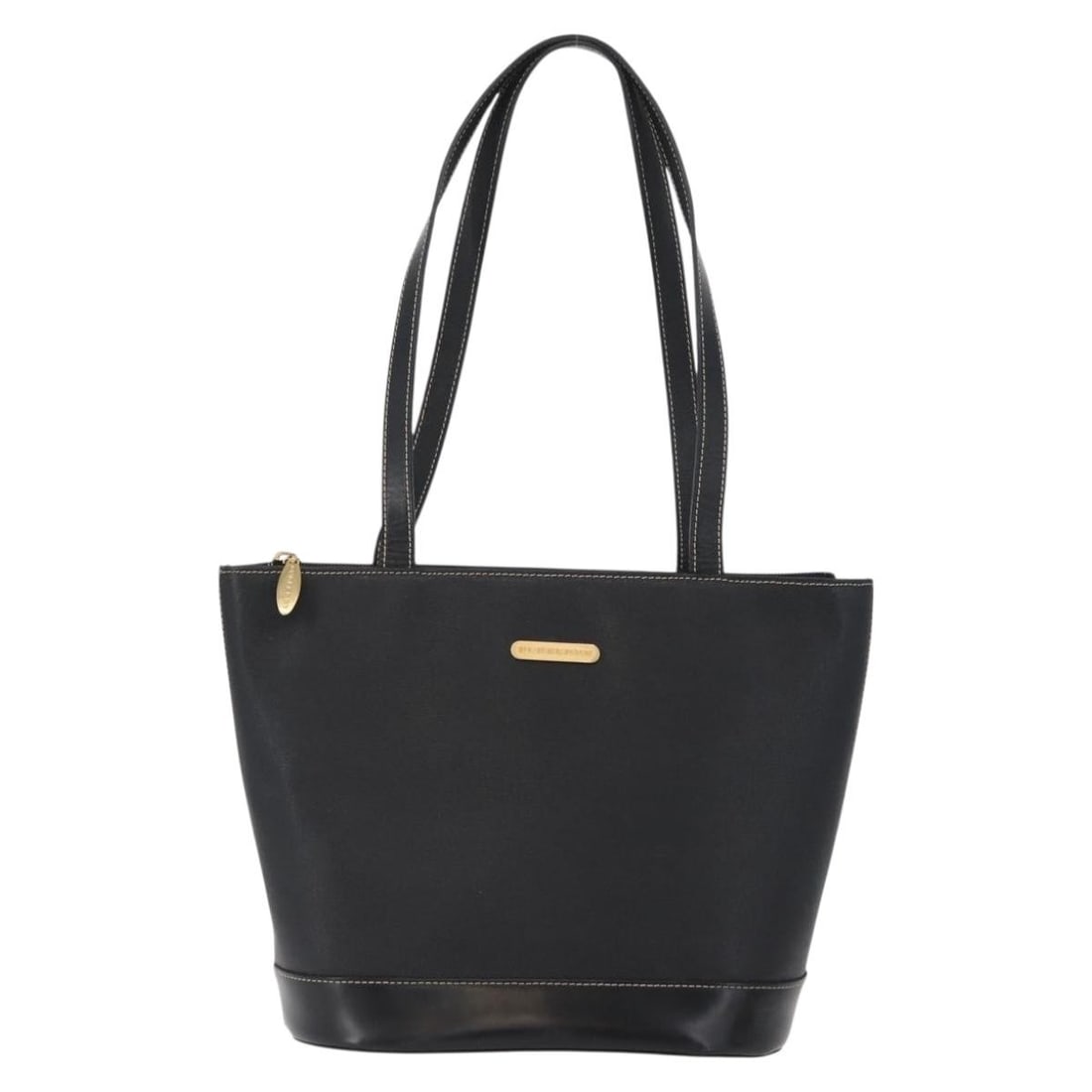 Burberry Black Leather Vintage Tote Handbag 26cm: Burberry Black Leather Vintage Tote Handbag 26cm This Burberry vintage tote bag features a black leather exterior and is designed for women. The bag shows signs of use, including some loss of shape, r