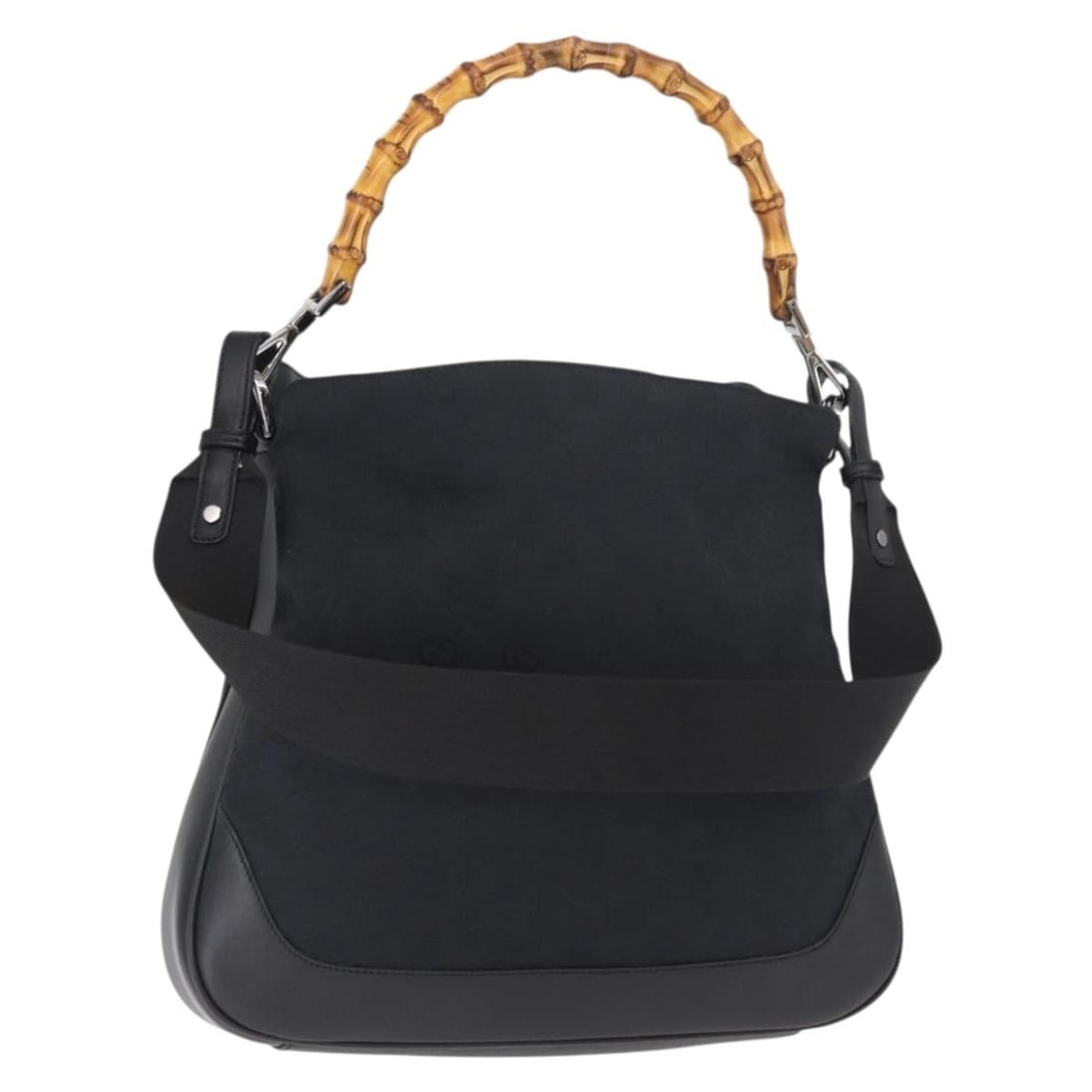 Gucci Diana Bamboo Black GG Canvas Shoulder Bag: Gucci Diana Bamboo Black GG Canvas Shoulder Bag The Gucci Diana Bamboo Shoulder Bag is crafted from black GG canvas with bamboo handles, designed for women. It features a structured silhouette with sl