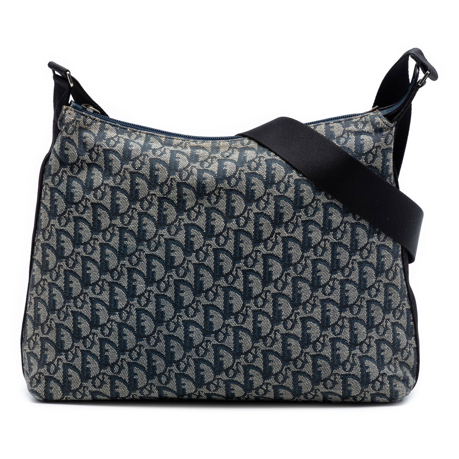Dior Diorissimo Trotter Blue Canvas Adjustable Crossbody Bag: Dior Diorissimo Trotter Blue Canvas Adjustable Crossbody Bag This Diorissimo Trotter Canvas Crossbody bag features a blue canvas body with the signature Dior pattern, an adjustable flat shoulder strap
