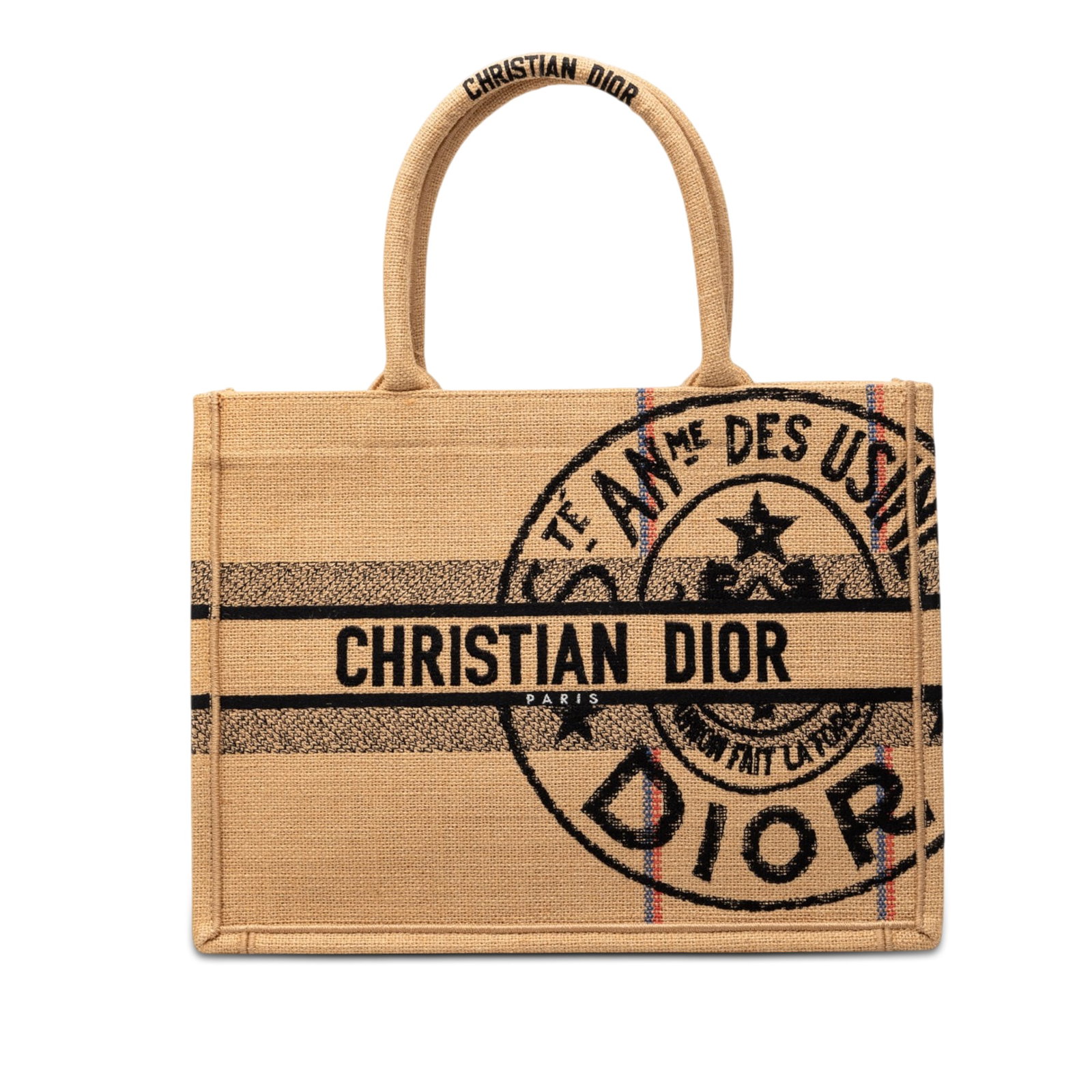 Dior Beige Jute Embroidered Book Tote Medium (1 of 7)