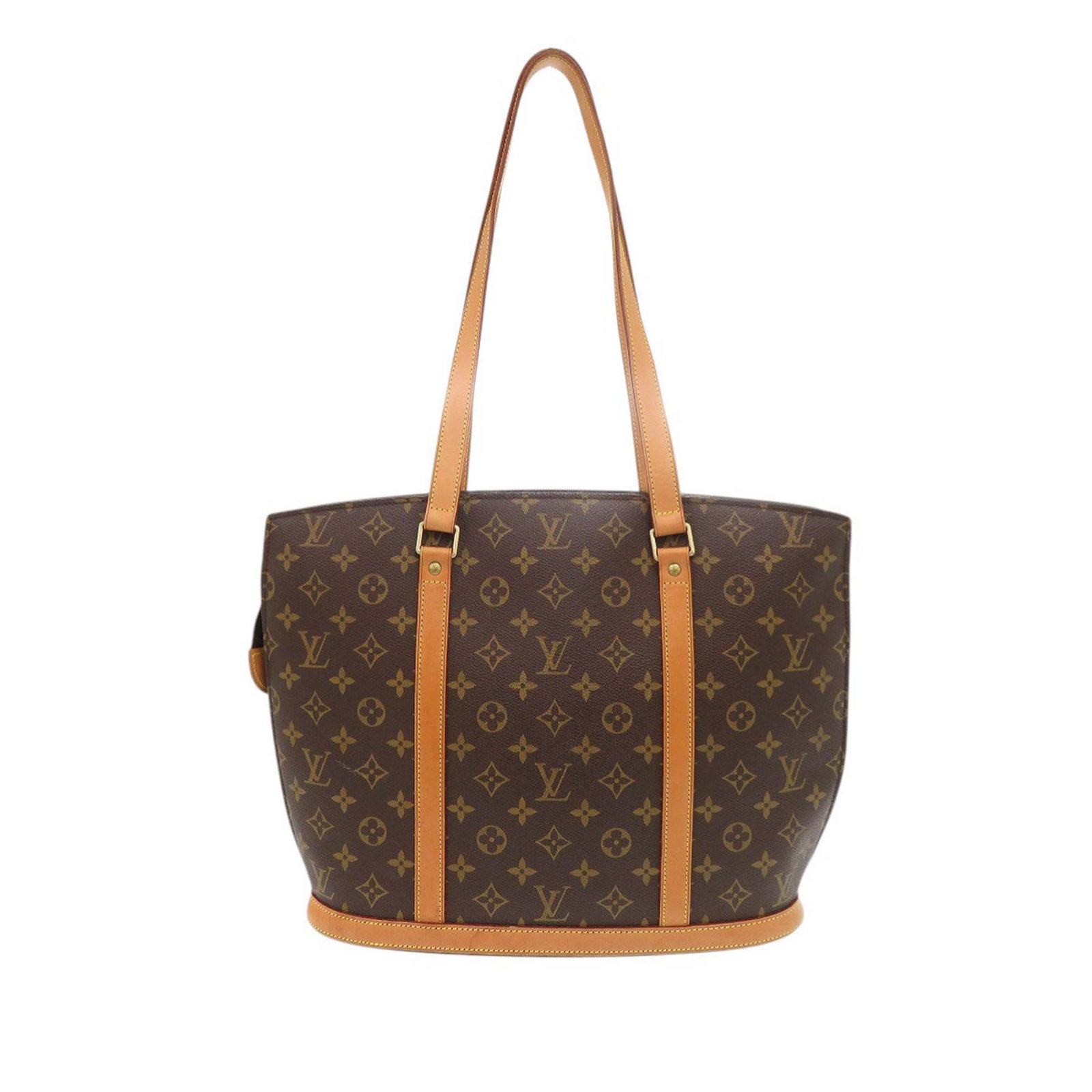 Louis Vuitton Babylone Tote in Monogram Canvas with Leather Trim: Louis Vuitton Babylone Tote in Monogram Canvas with Leather Trim This Louis Vuitton Babylone bag features the iconic monogram canvas with vachetta leather trim and flat vachetta leather straps. It has