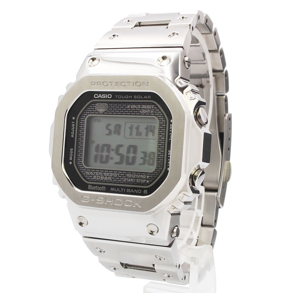Casio GMW-B5000D-1JF stainless steel square G Shock wristwatch: Casio GMW-B5000D-1JF stainless steel square G Shock wristwatch This Casio G-Shock 5000 Series Full Metal GMW-B5000D-1JF wristwatch for men features a robust stainless steel construction with a silver 