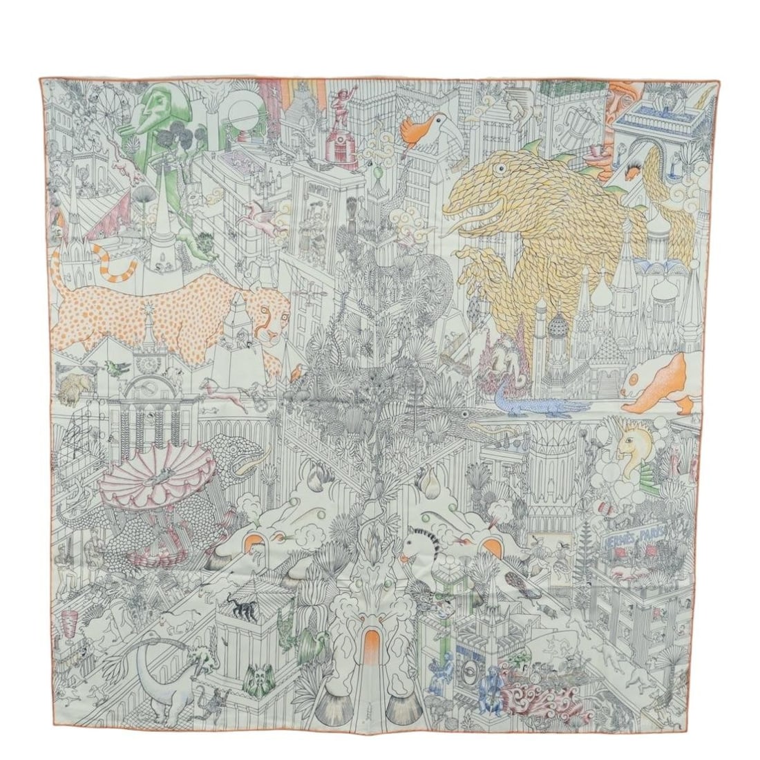 Hermes Animapolis Silk 90cm White Scarf with Box (1 of 18)