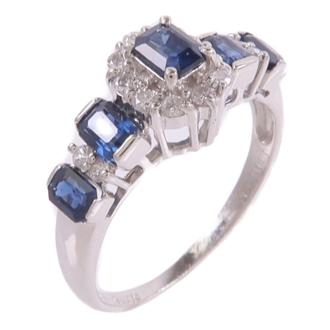 Platinum Sapphire Diamond Ring US 6.25 JEWELRY: Platinum Sapphire Diamond Ring US 6.25 JEWELRY This elegant women's ring features a striking blue sapphire as the centerpiece, set in high-quality PT900 platinum. Designed in a classic style, the ring