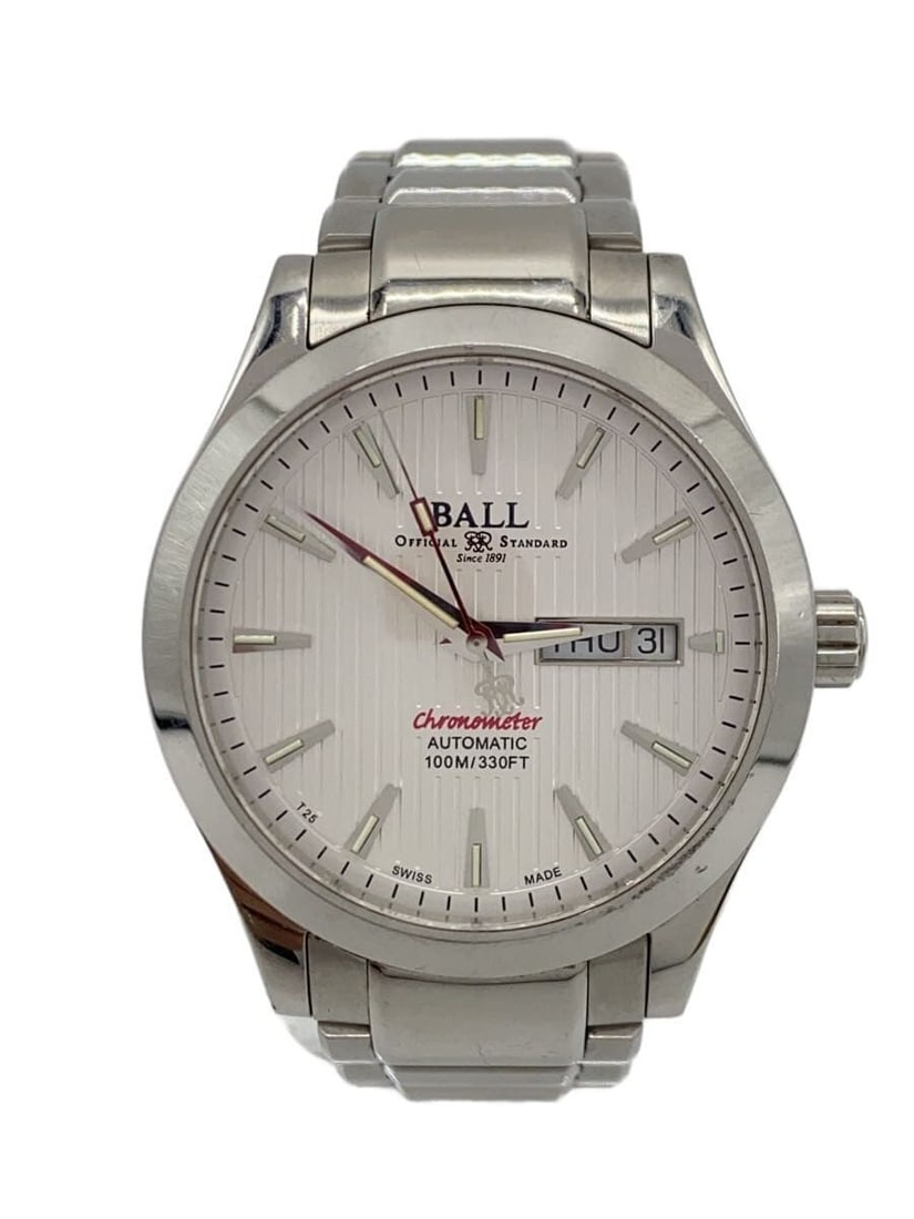 Ballwatch Engineer II Day Date Men's Swiss Wristwatch: Ballwatch Engineer II Day Date Men's Swiss Wristwatch This BALLWATCH Engineer II Day Date NM2026C men's wristwatch features a classic white dial and a robust Swiss-made design. The watch is in used co