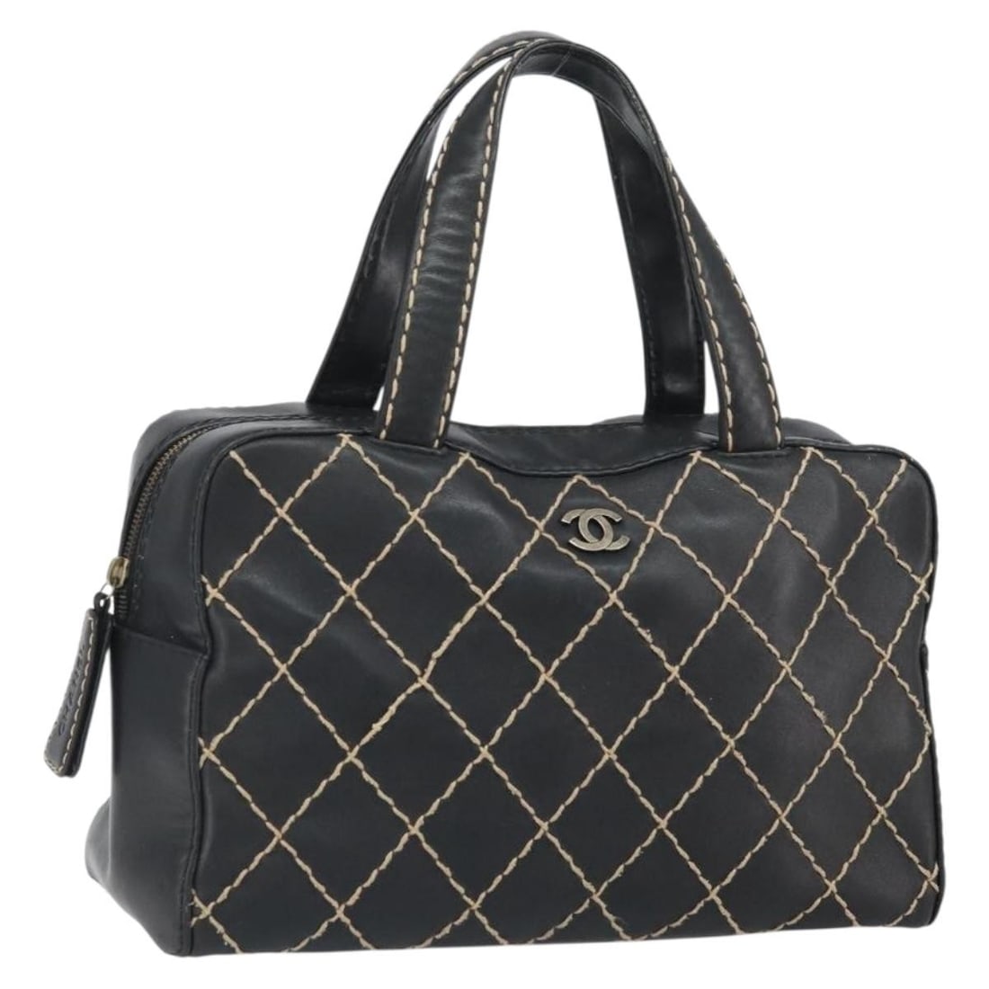 Chanel Wild Stitch Black Leather Handbag with Gold CC Logo (1 of 18)