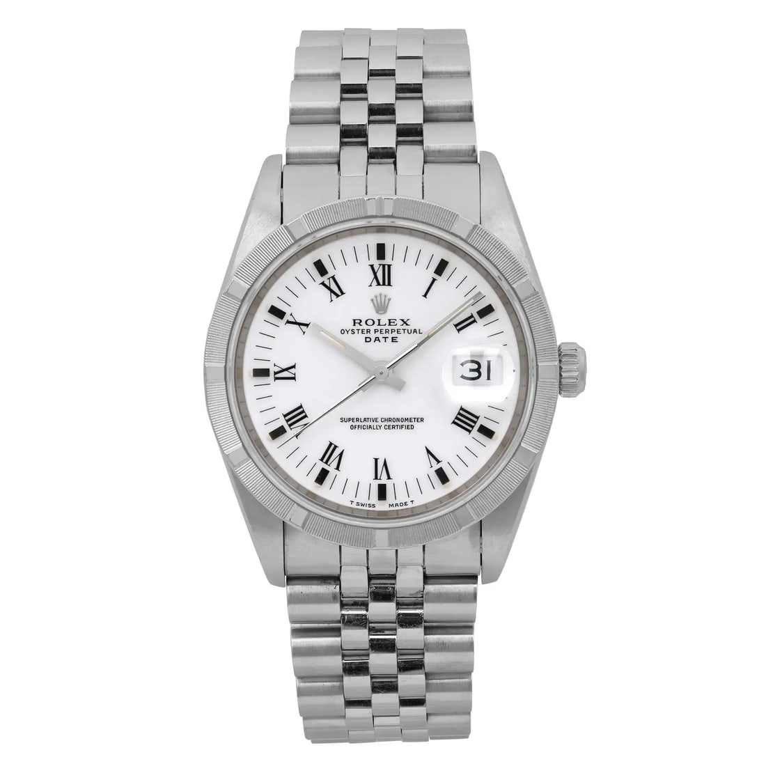 Rolex Date 34mm Automatic Vintage Watch Model 15210 with Box and Papers: Rolex Date 34mm Automatic Vintage Watch Model 15210 with Box and Papers Presenting the Rolex Date 34mm, a classic unisex wristwatch renowned for its elegant design and precise engineering. This vintag