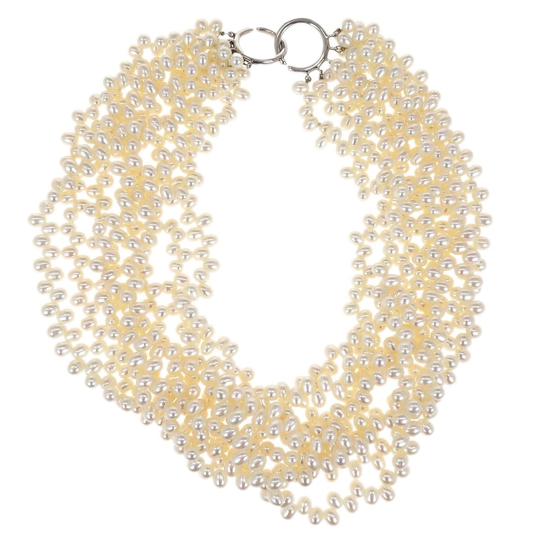 Paloma Picasso Torsade Freshwater Pearl Necklace by Tiffany & Co. 925 Silver: Paloma Picasso Torsade Freshwater Pearl Necklace by Tiffany & Co. 925 Silver This Tiffany & Co. Paloma Picasso Torsade Necklace features SV925 silver and freshwater pearls in a chain style. The neckla