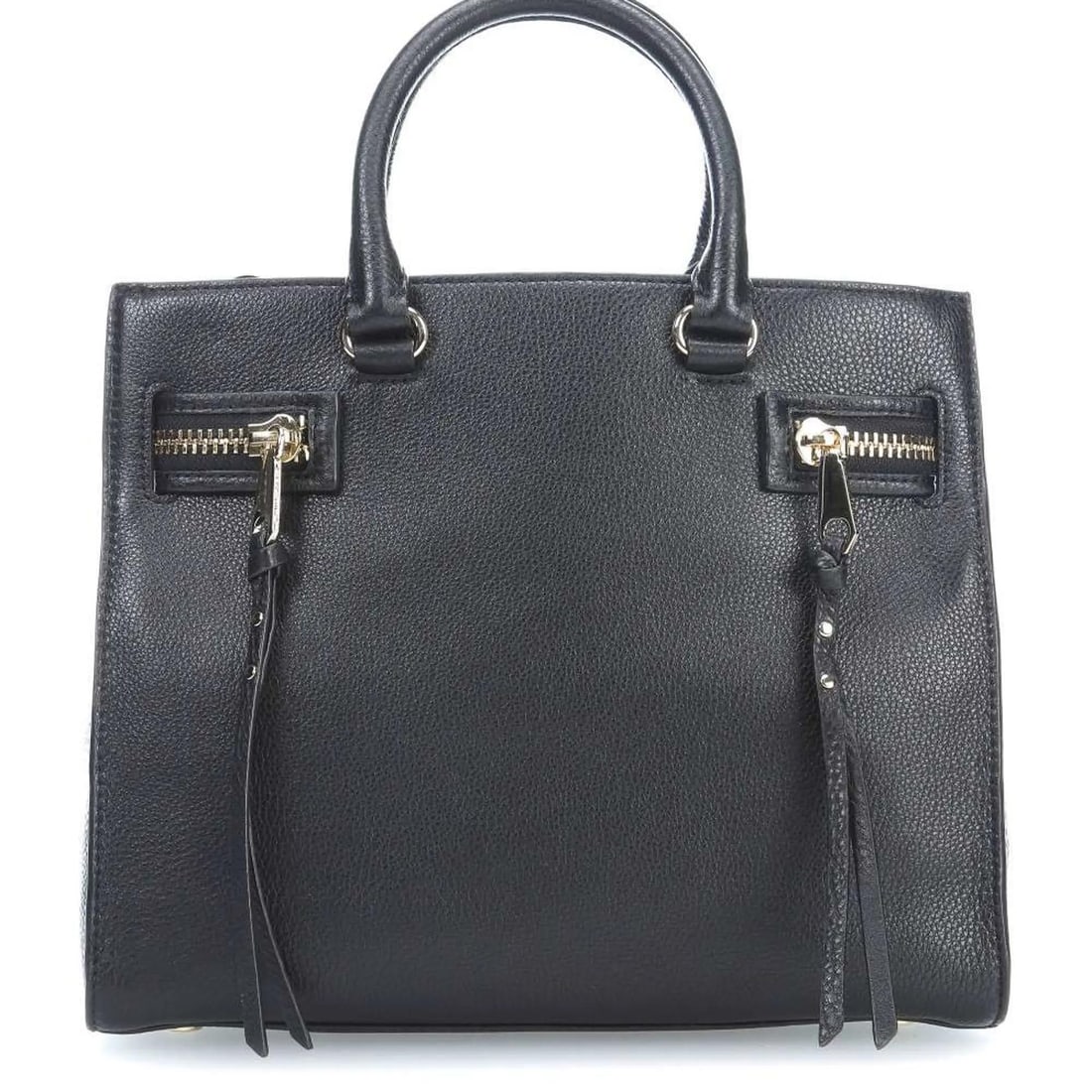 Rebecca Minkoff Geneva Black Leather Satchel Bag HF26IPBS44: Rebecca Minkoff Geneva Black Leather Satchel Bag HF26IPBS44 Introducing the Rebecca Minkoff Geneva Grained Cowhide Black Leather Handbag, a stylish accessory designed for the modern woman. This medium