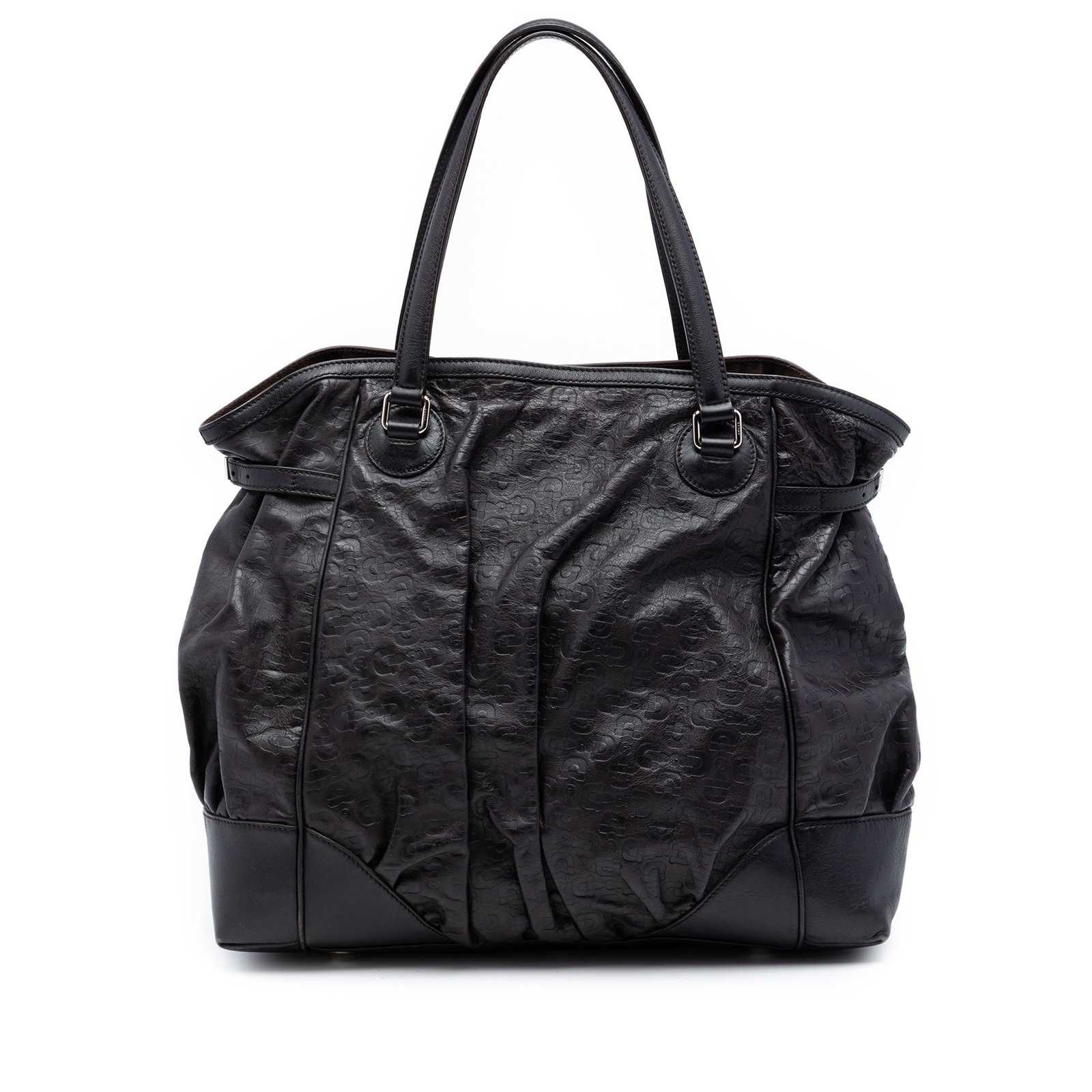 Gucci Horsebit Full Moon Embossed Leather Tote Bag: Gucci Horsebit Full Moon Embossed Leather Tote Bag This Gucci Embossed Leather Horsebit Full Moon Tote is crafted from embossed brown leather and features flat leather straps, an open top with a magne