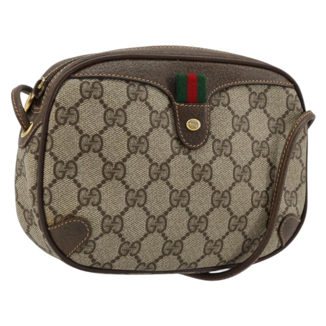 Gucci Sherry Line beige red PVC shoulder bag 89 02 055: Gucci Sherry Line beige red PVC shoulder bag 89 02 055 This GUCCI GG Supreme Web Sherry Line shoulder bag features a beige and red color scheme and is crafted from PVC leather with GG canvas accents. 