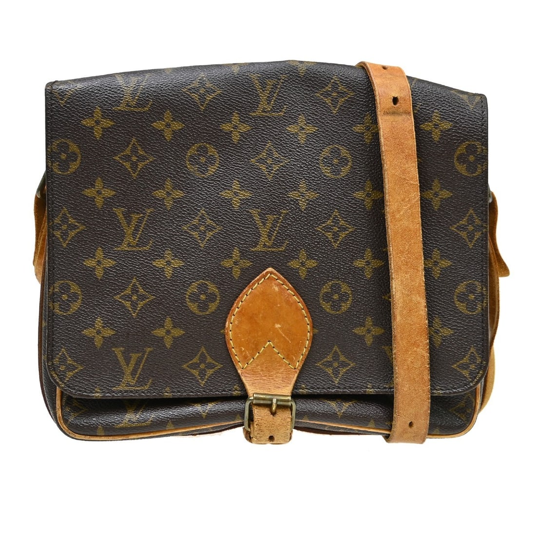 Louis Vuitton Cartouchiere GM monogram canvas shoulder bag: Louis Vuitton Cartouchiere GM monogram canvas shoulder bag This Louis Vuitton Cartouchiere GM shoulder bag features the iconic Monogram canvas with leather trim, complemented by a brown adjustable cro