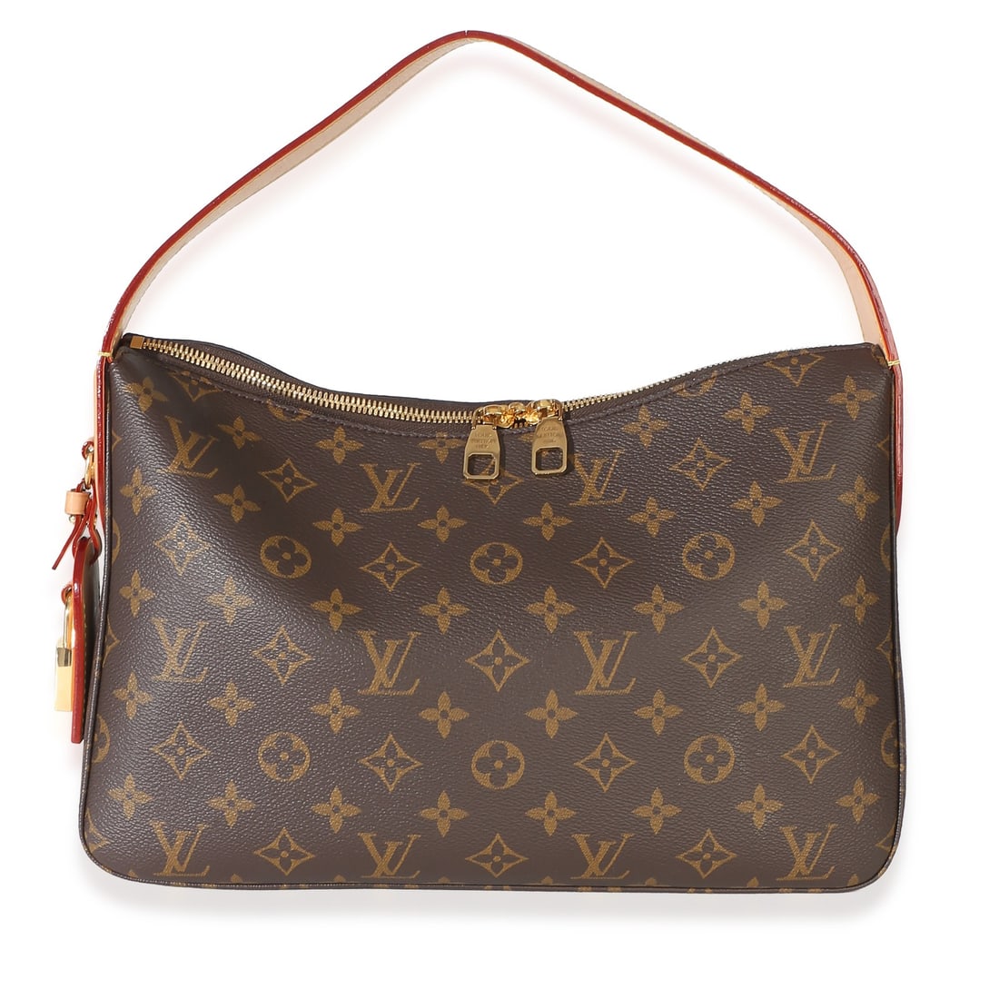 Louis Vuitton Slouchy PM Brown Canvas Shoulder Bag with Dustbag: Louis Vuitton Slouchy PM Brown Canvas Shoulder Bag with Dustbag This Louis Vuitton Monogram Canvas Slouchy PM shoulder bag features the iconic brown monogram canvas with gold-tone hardware and a zip-t
