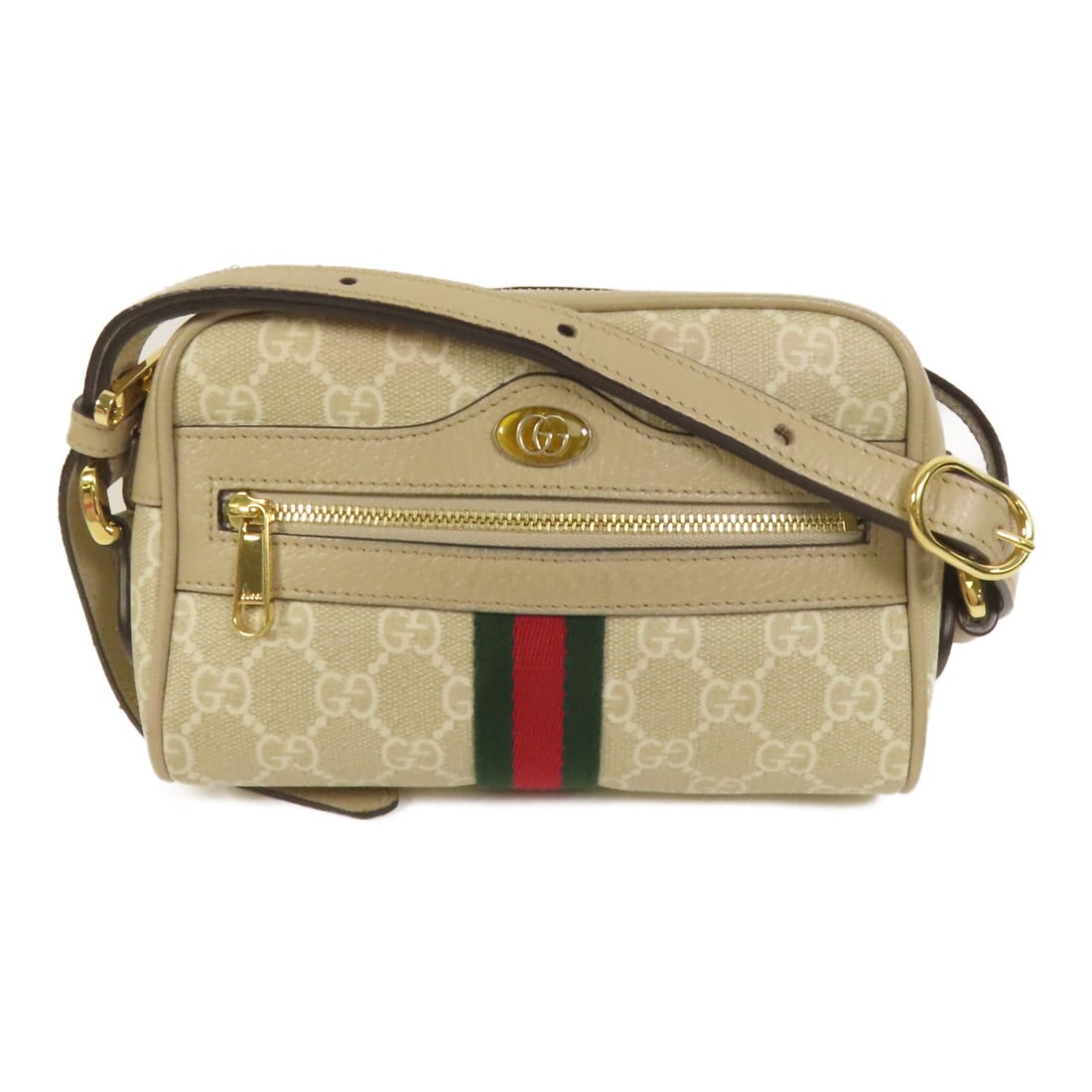 Gucci Ophidia Beige Mini Shoulder Bag with Gold Hardware: Gucci Ophidia Beige Mini Shoulder Bag with Gold Hardware This is a Gucci Ophidia mini shoulder bag crafted from beige PVC coated canvas. Designed for women, the bag features the iconic GG pattern and 