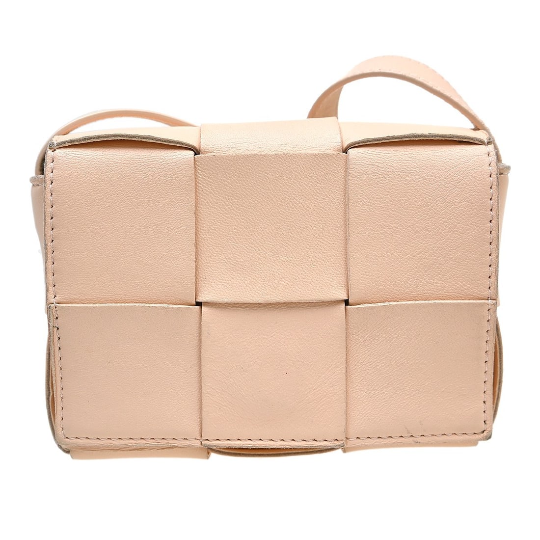 Bottega Veneta Candy Cassette Mini Pink Leather Shoulder Bag: Bottega Veneta Candy Cassette Mini Pink Leather Shoulder Bag This Bottega Veneta Mini Shoulder Bag features the brand's signature pink Intrecciato leather design. The compact bag has a structured silh