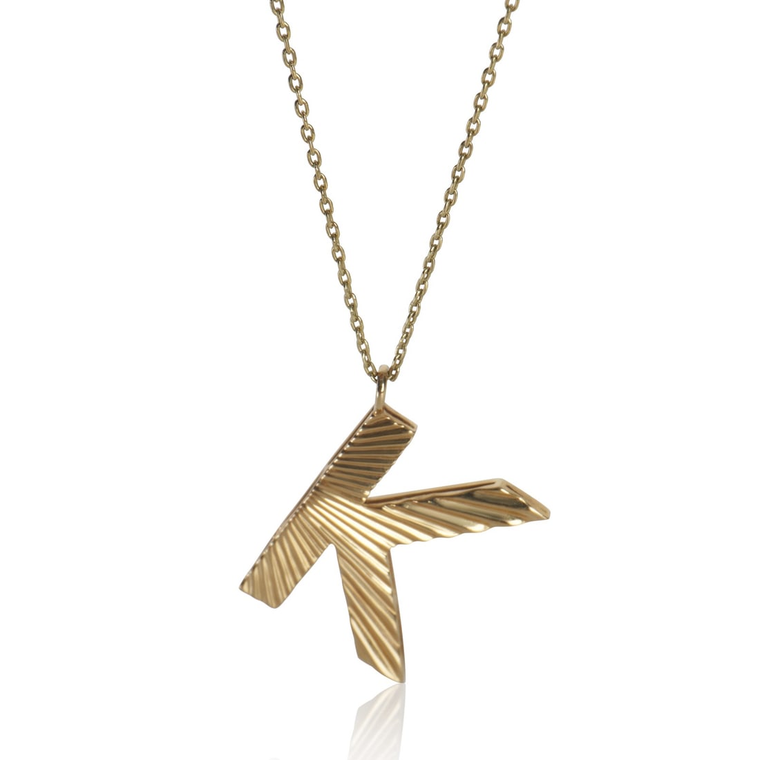 14K Yellow Gold Sunburst Initial K Pendant Necklace (1 of 3)