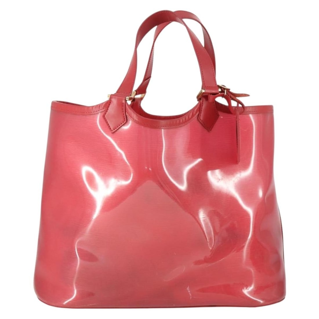Red Louis Vuitton Plage Lagoon Bay Tote in Vinyl and Epi Leather: Red Louis Vuitton Plage Lagoon Bay Tote in Vinyl and Epi Leather The Louis Vuitton Plage Lagoon Bay Handbag is crafted from red vinyl Epi leather and plastic, designed for women. This bag features a s