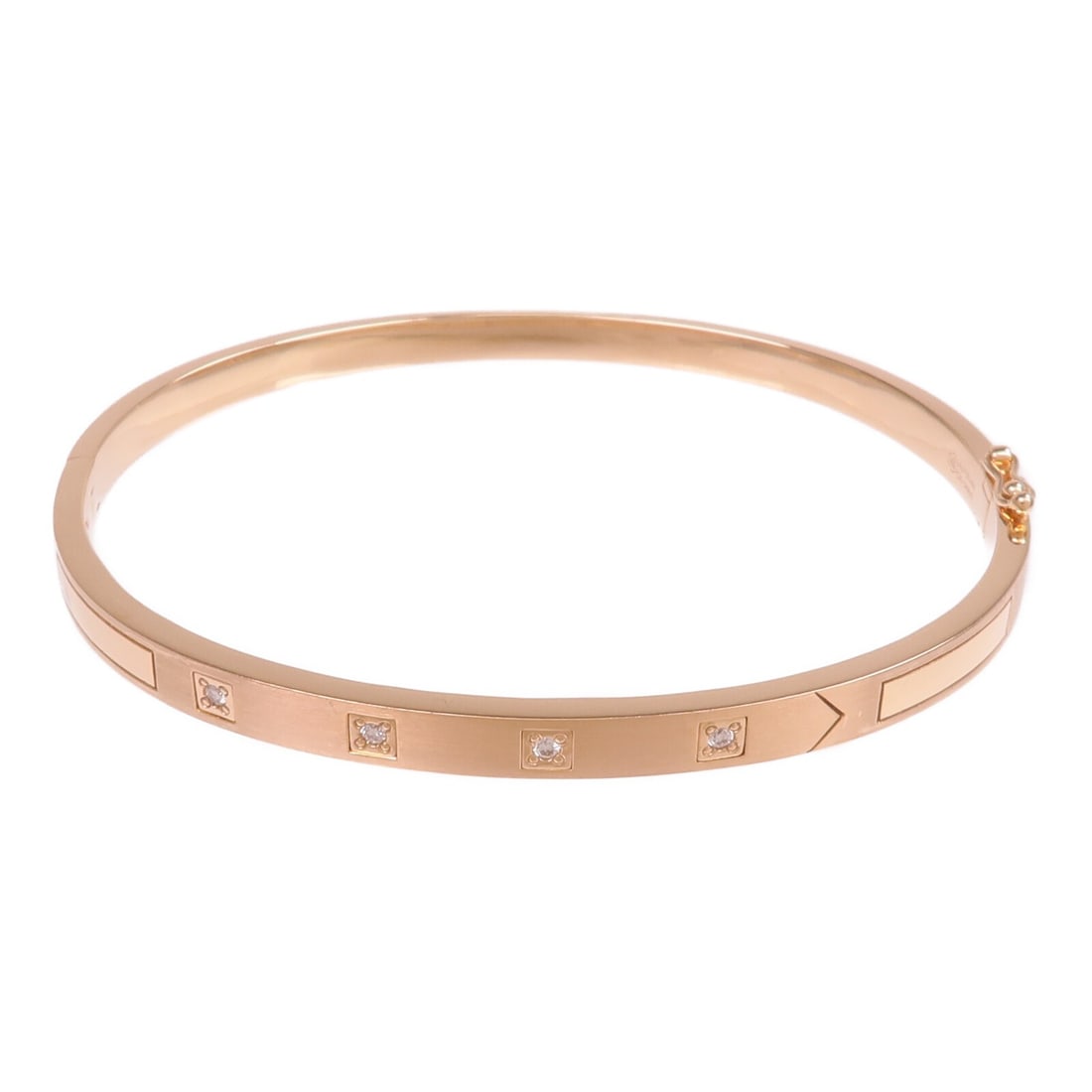 18K Rose Gold Diamond Bracelet by JEWELRY: 18K Rose Gold Diamond Bracelet by JEWELRY This bracelet is crafted from 18K pink (rose) gold and features clear diamonds as the main stones. It is designed in a regular size and exhibits reasonable we