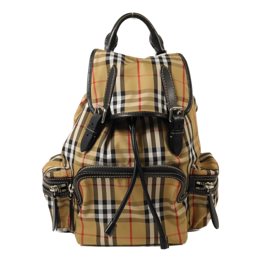 Burberry Chain Rucksack Backpack Brown Cotton: Burberry Chain Rucksack Backpack Brown Cotton This Burberry rucksack backpack features a stylish combination of brown, black, and white cotton and nylon materials. Designed for women, it offers both f