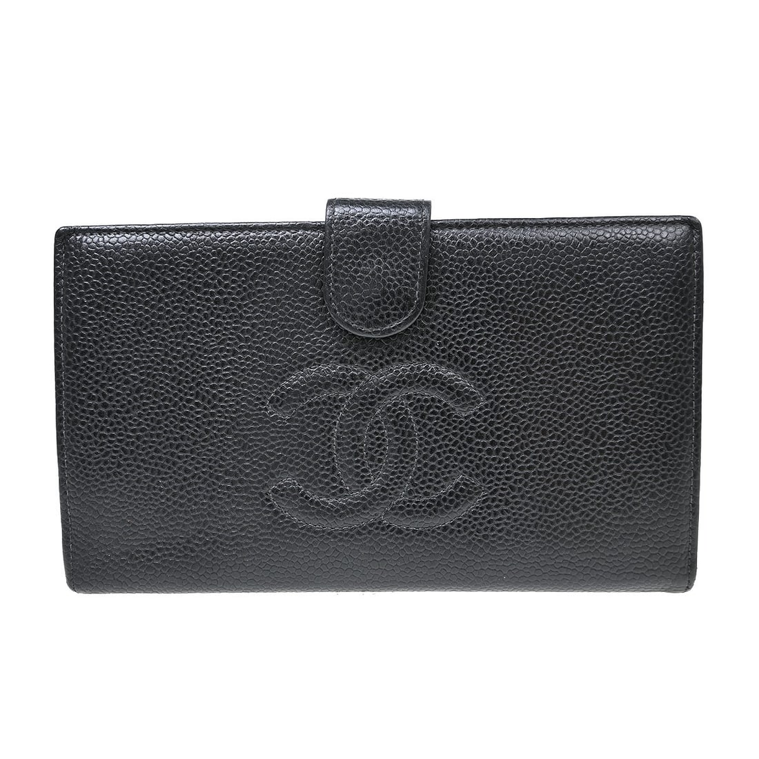 CHANEL CC Bifold Wallet Black Caviar Leather: CHANEL CC Bifold Wallet Black Caviar Leather This Chanel long wallet is crafted from durable black caviar skin leather and features the iconic CC pattern. Designed as a bifold wallet, it is made for w