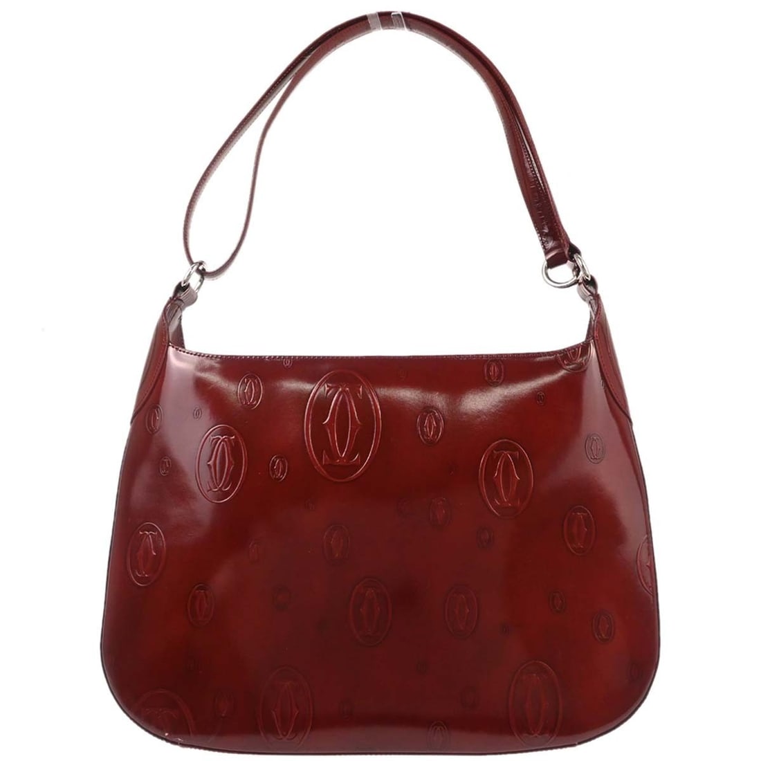 Medium Bordeaux Patent Leather Shoulder Bag Cartier Happy Birthday: Medium Bordeaux Patent Leather Shoulder Bag Cartier Happy Birthday This vintage Cartier Happy Birthday shoulder bag features Bordeaux patent leather and a medium-sized silhouette. Designed for women, 