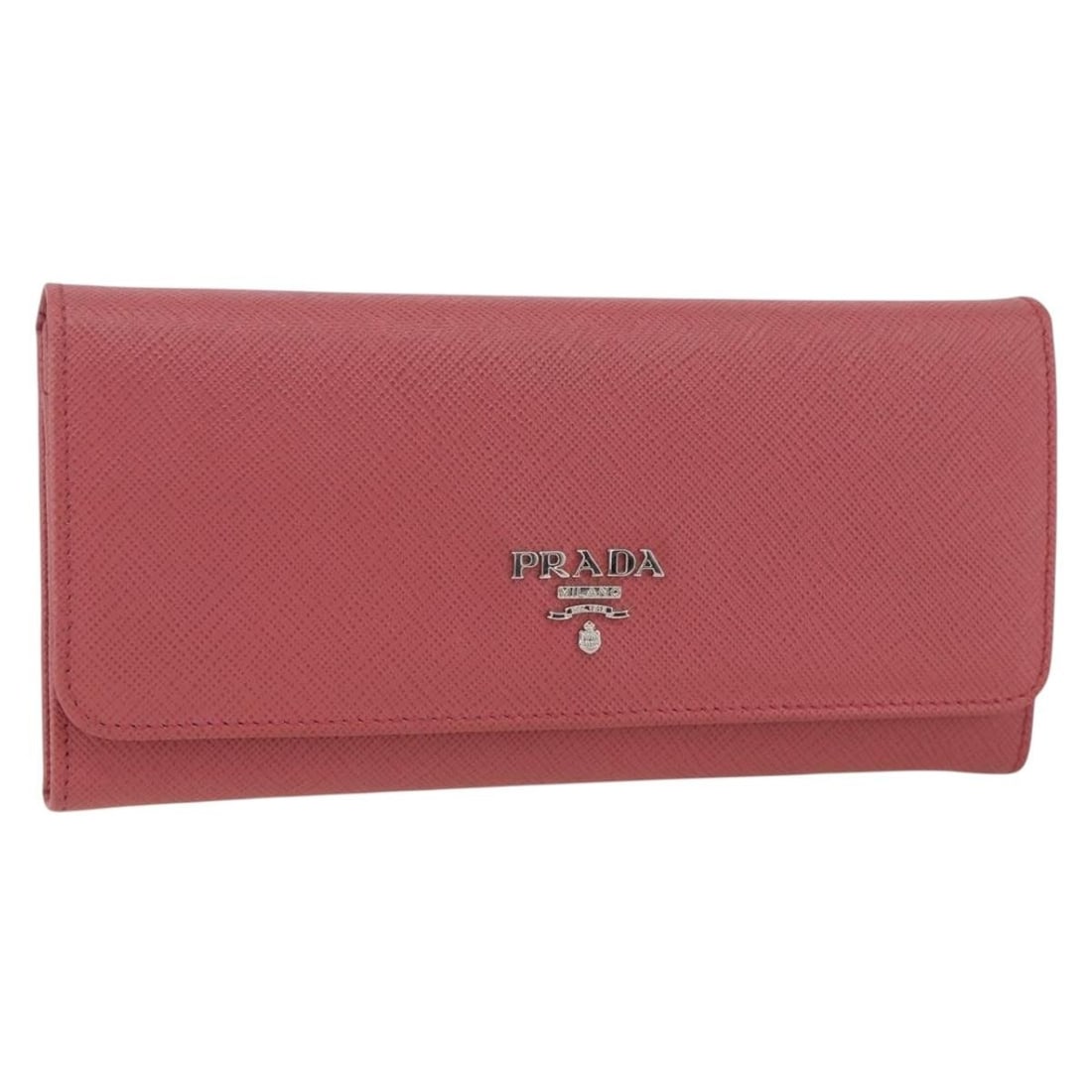 Prada Saffiano Leather Pink Long Wallet with Silver Tone Details and Box (1 of 18)