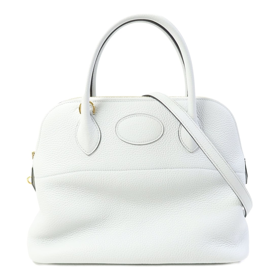Hermes Bolide 31 Blue Glacier Togo Leather Shoulder Bag with Gold Hardware: Hermes Bolide 31 Blue Glacier Togo Leather Shoulder Bag with Gold Hardware This Hermes Bolide 31 2-way shoulder bag is crafted from Togo calfskin leather in a glacier blue-gray color. Designed for wom