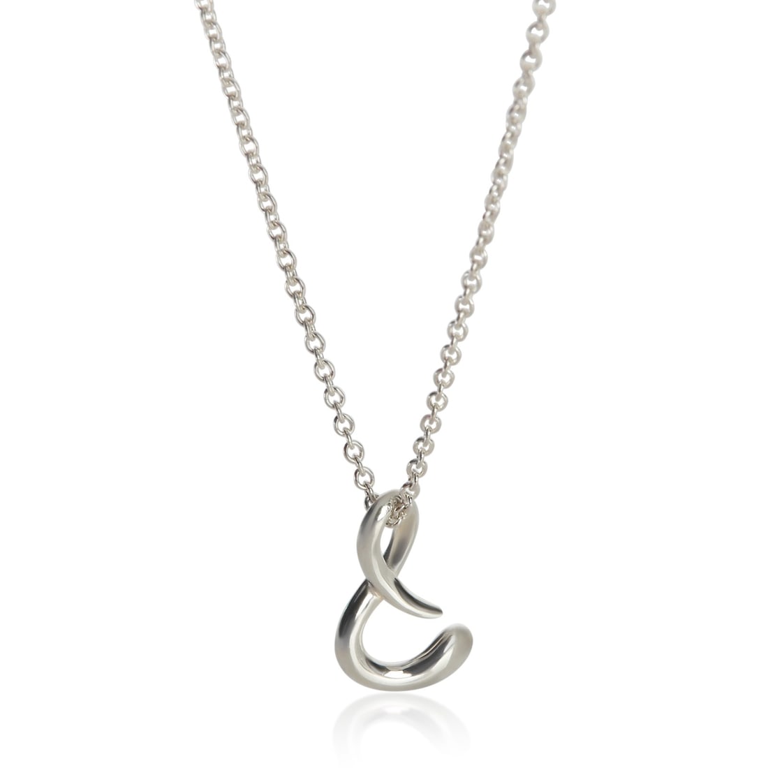 Tiffany Elsa Peretti Alphabet Sterling Silver Pendant with Pouch: Tiffany Elsa Peretti Alphabet Sterling Silver Pendant with Pouch This Tiffany & Co. Elsa Peretti Alphabet pendant is crafted from 925 sterling silver and features a spring ring clasp. The pendant is f